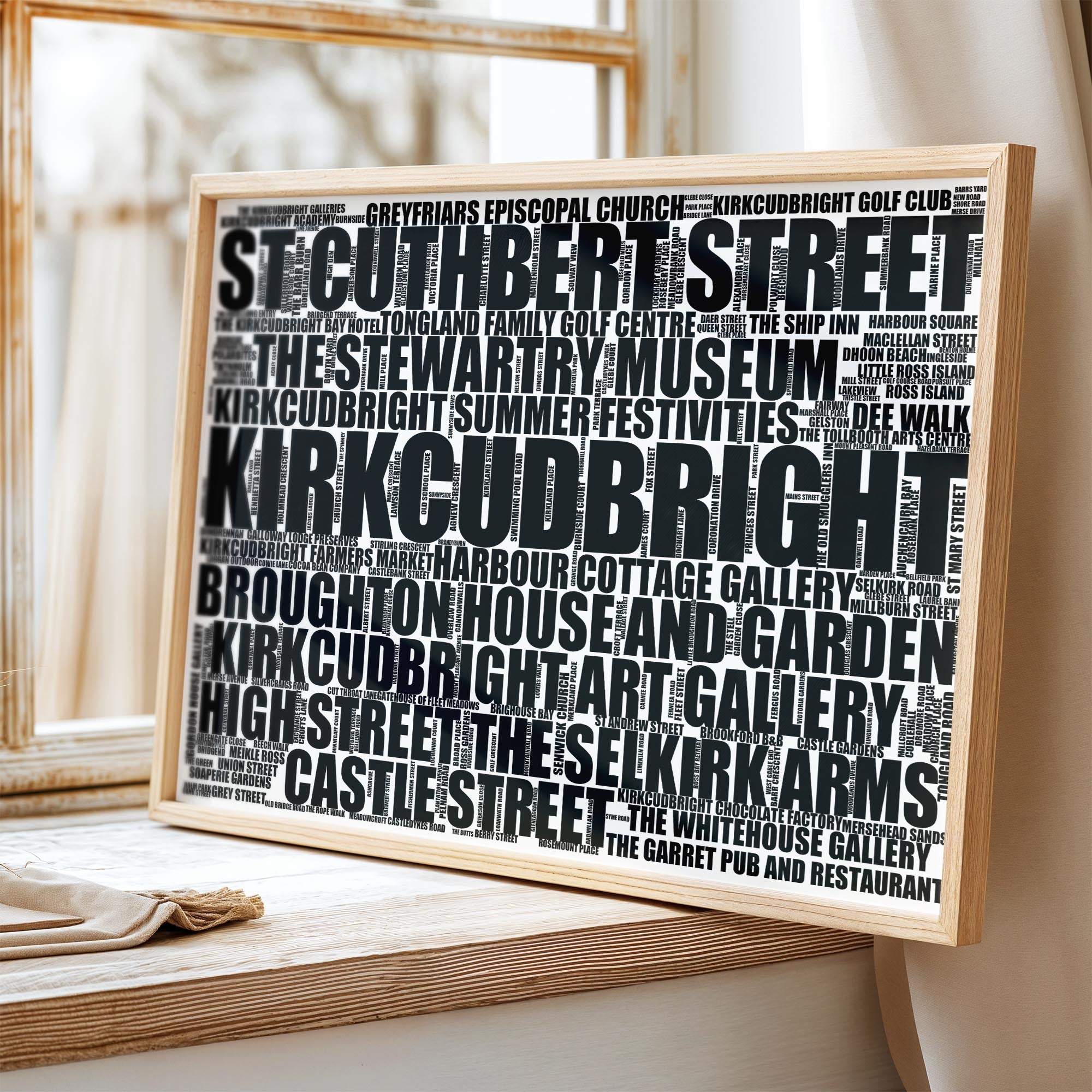 Kirkcudbright - Premium Typographic Word Cloud Prints, Posters & Gifts