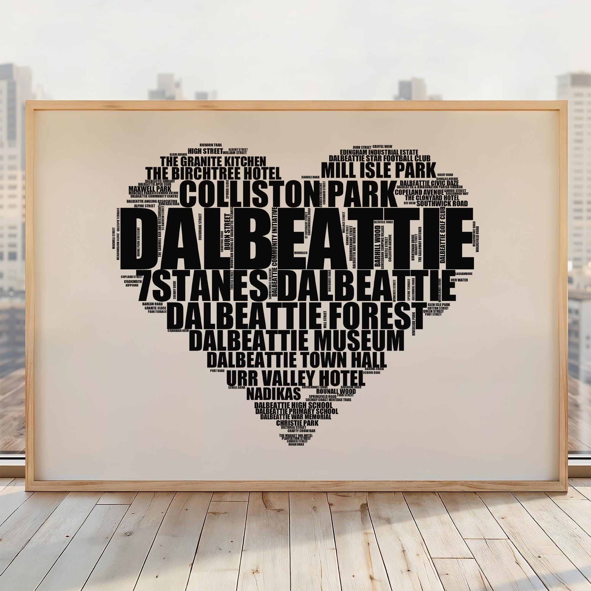 Dalbeattie - Premium Typographic Word Cloud Prints, Posters & Gifts