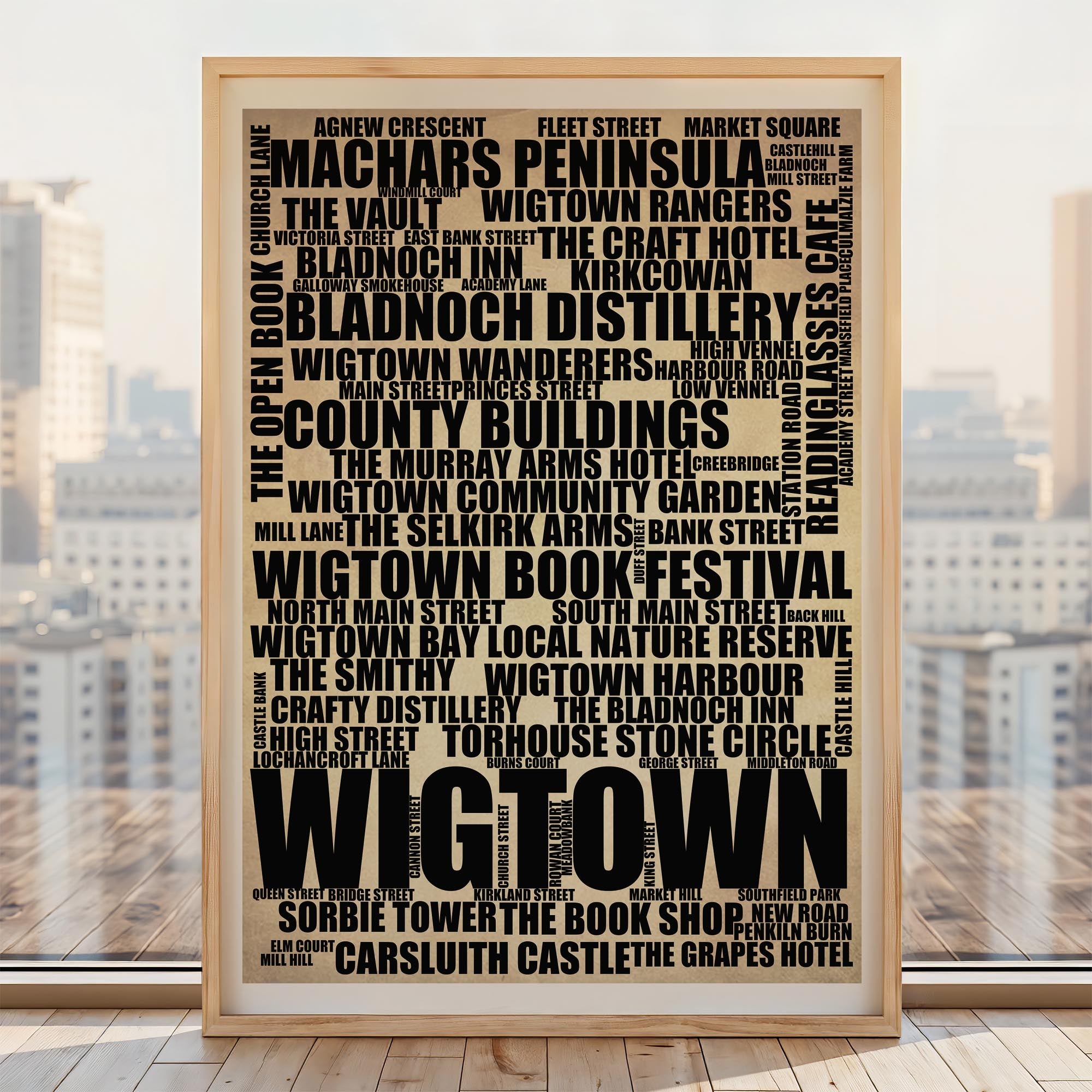 Wigtown - Premium Typographic Word Cloud Prints, Posters & Gifts