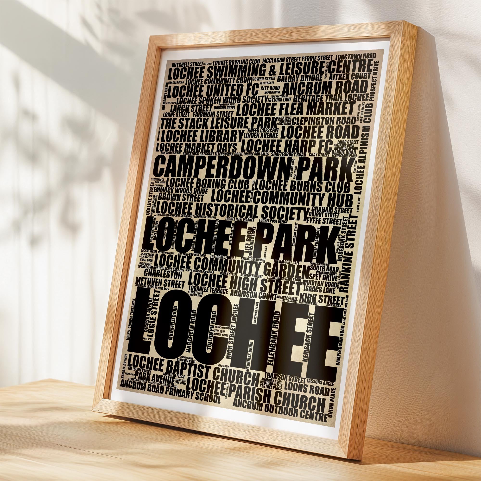 Lochee - Premium Typographic Word Cloud Prints, Posters & Gifts