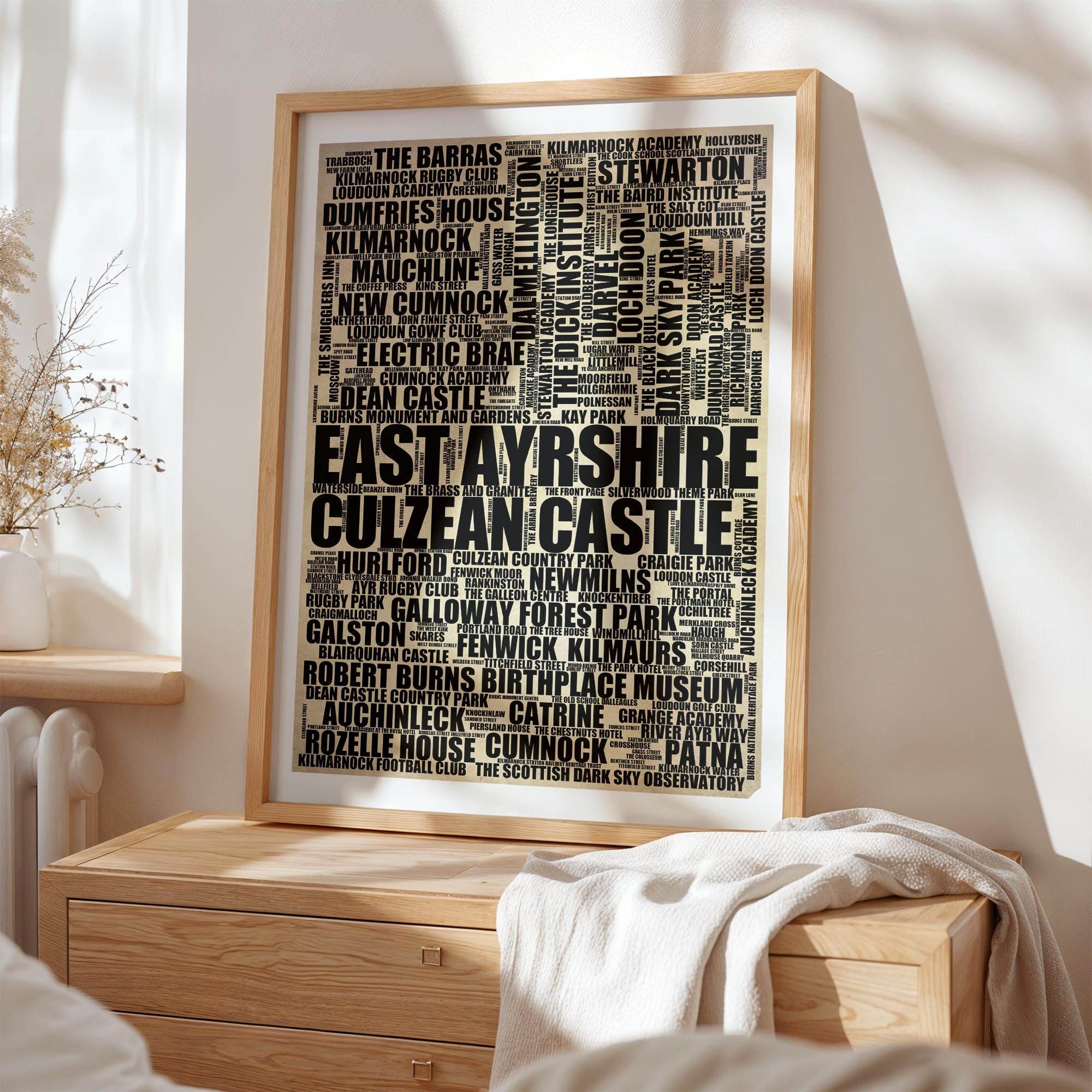 East Ayrshire - Premium Typographic Word Cloud Prints, Posters & Gifts