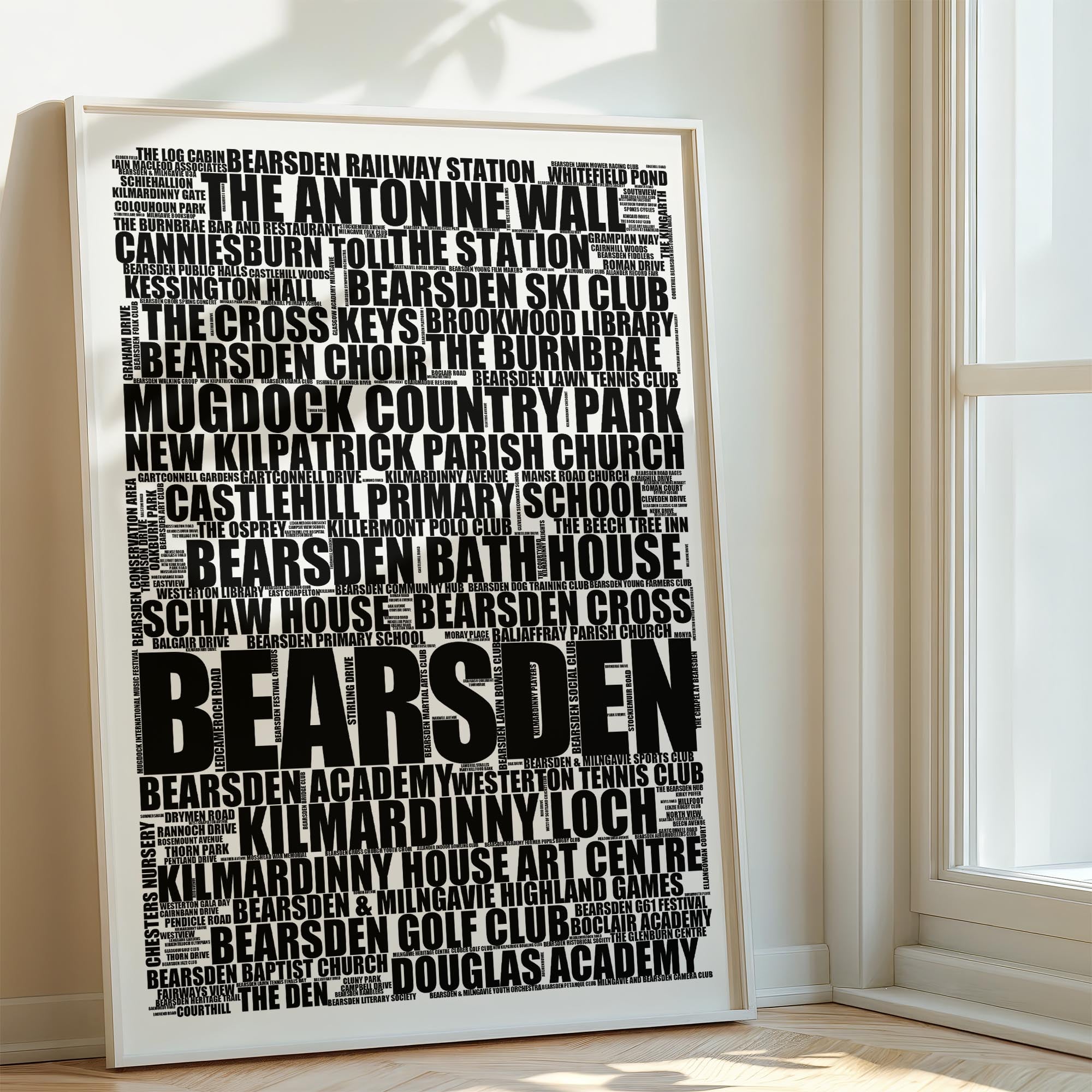 Bearsden - Premium Typographic Word Cloud Prints, Posters & Gifts