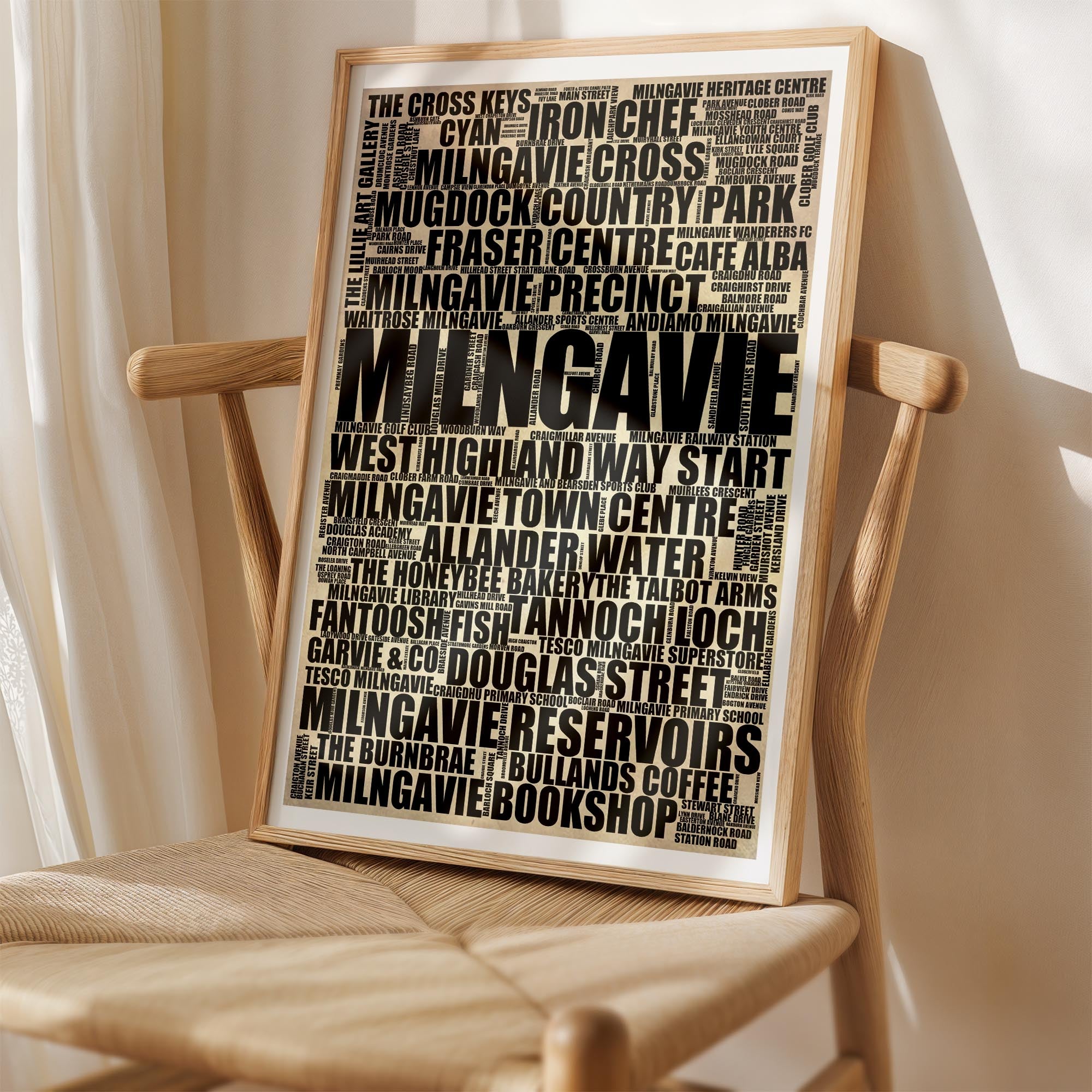 Milngavie - Premium Typographic Word Cloud Prints, Posters & Gifts