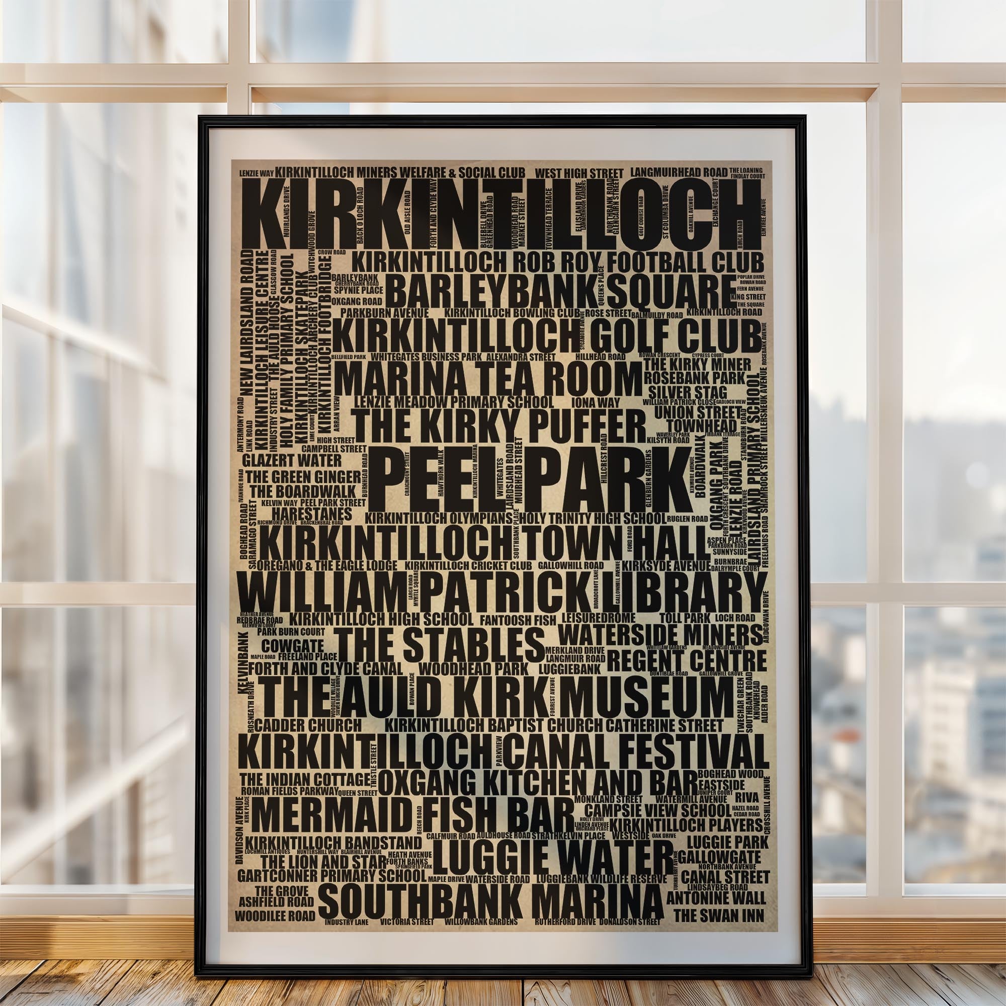 Kirkintilloch - Premium Typographic Word Cloud Prints, Posters & Gifts