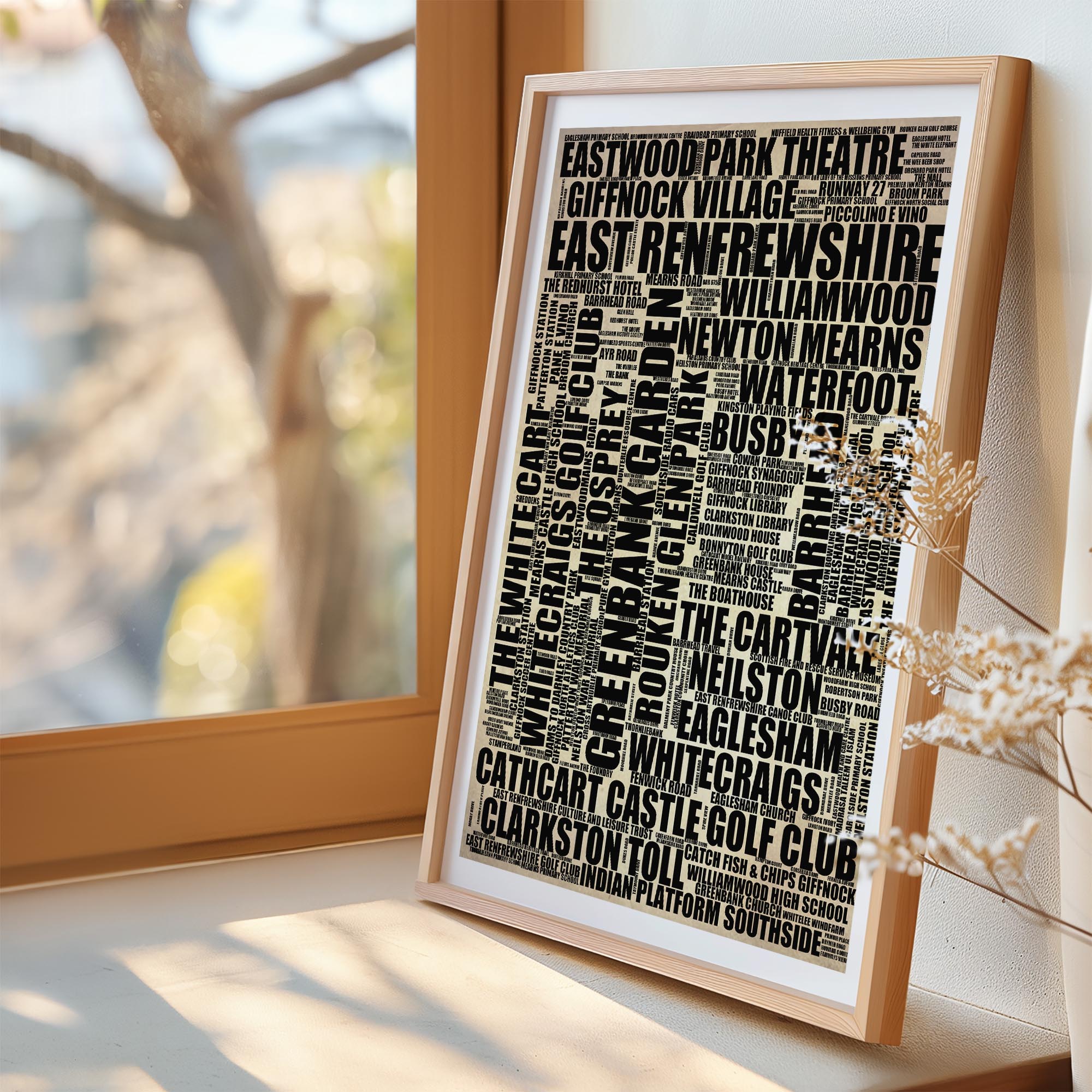 East Renfrewshire - Premium Typographic Word Cloud Prints, Posters & Gifts