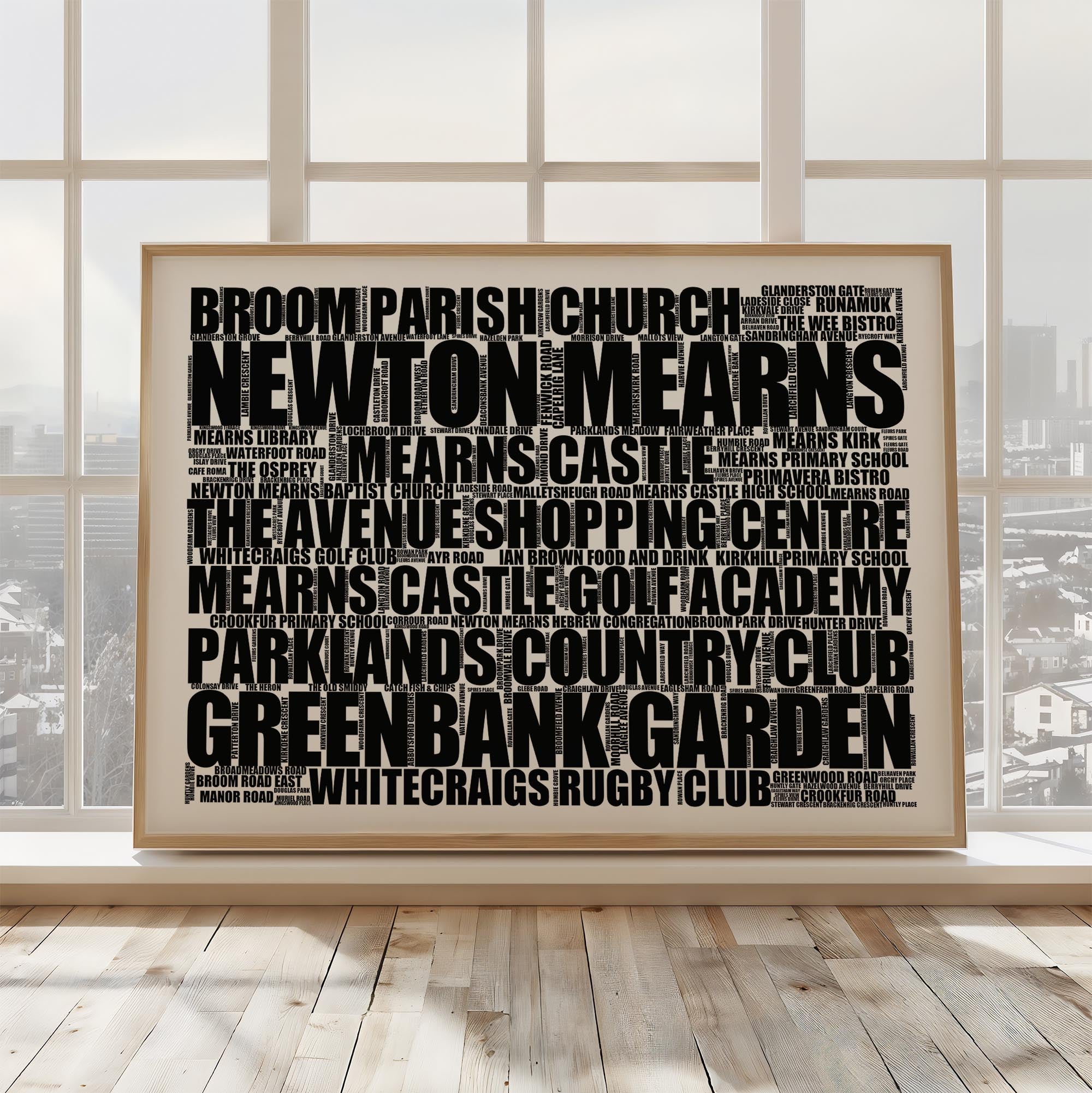 Newton Mearns - Premium Typographic Word Cloud Prints, Posters & Gifts