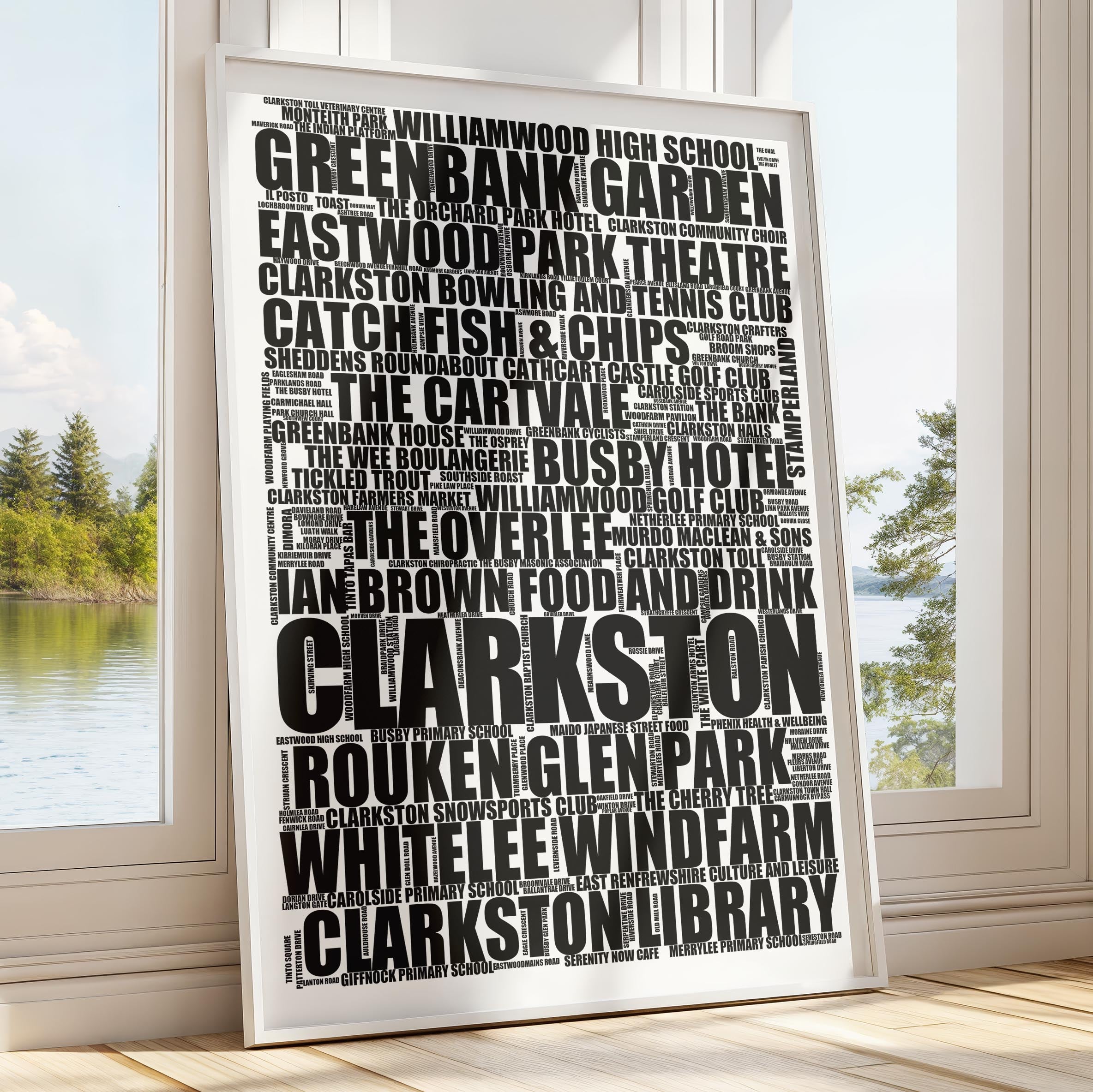 Clarkston - Premium Typographic Word Cloud Prints, Posters & Gifts