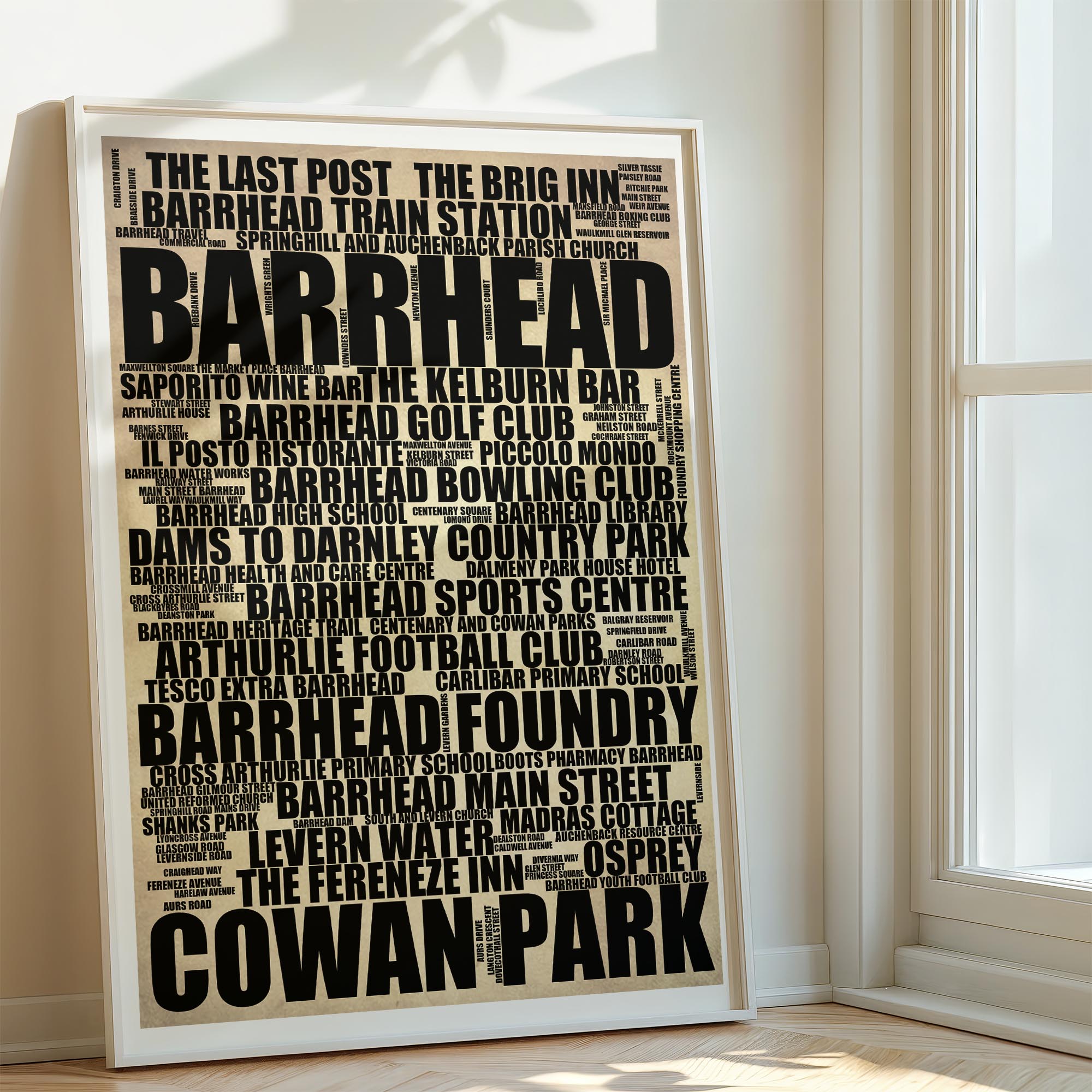 Barrhead - Premium Typographic Word Cloud Prints, Posters & Gifts