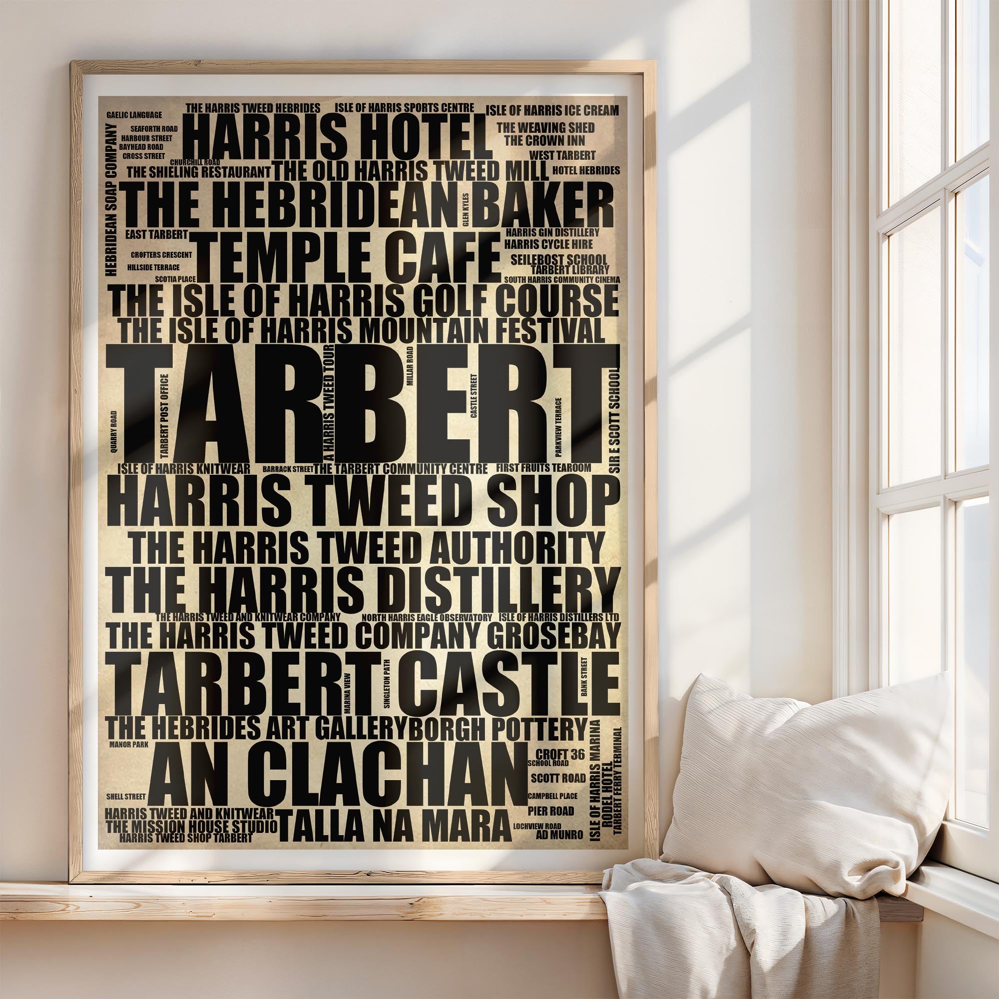 Tarbert - Premium Typographic Word Cloud Prints, Posters & Gifts