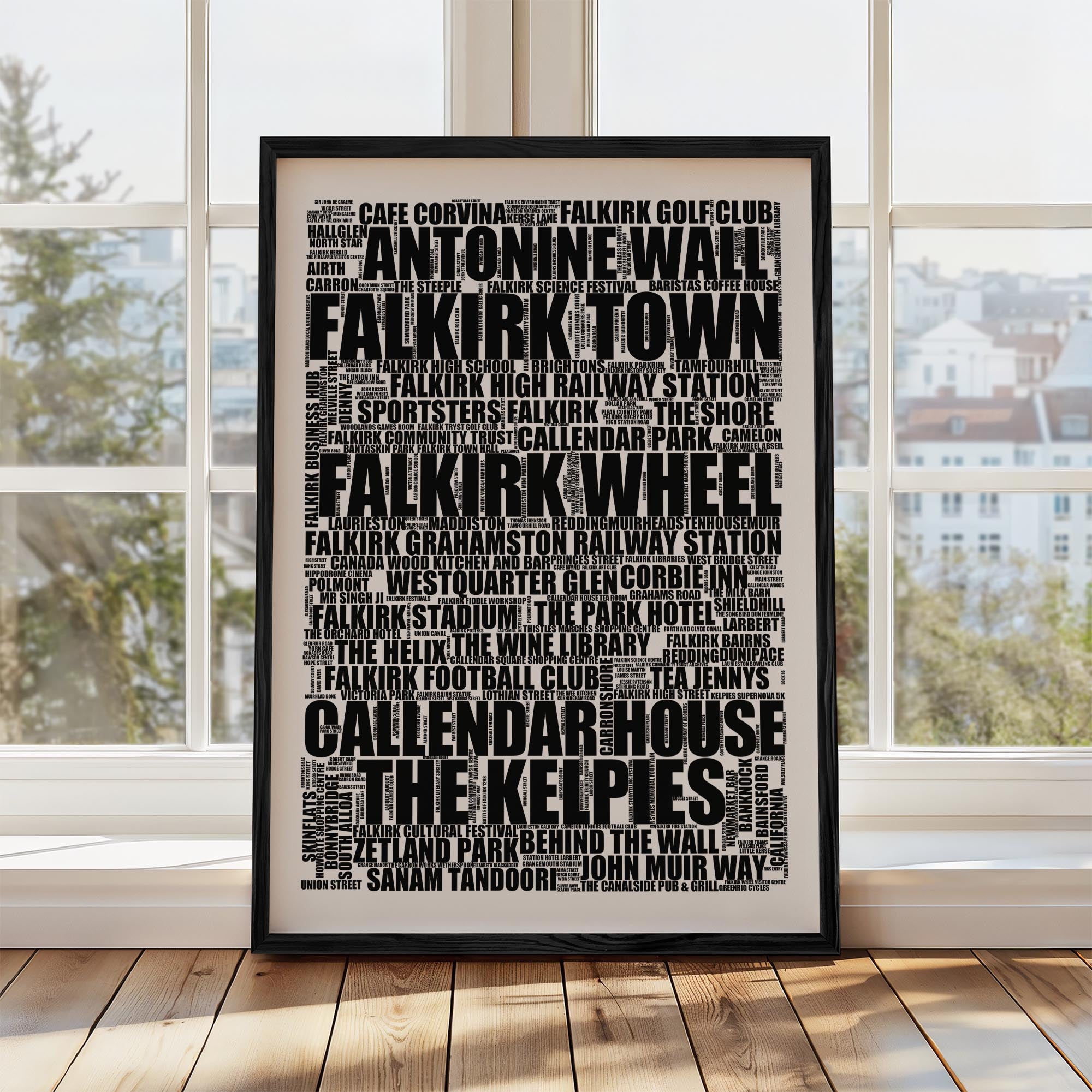 Falkirk Town - Premium Typographic Word Cloud Prints, Posters & Gifts