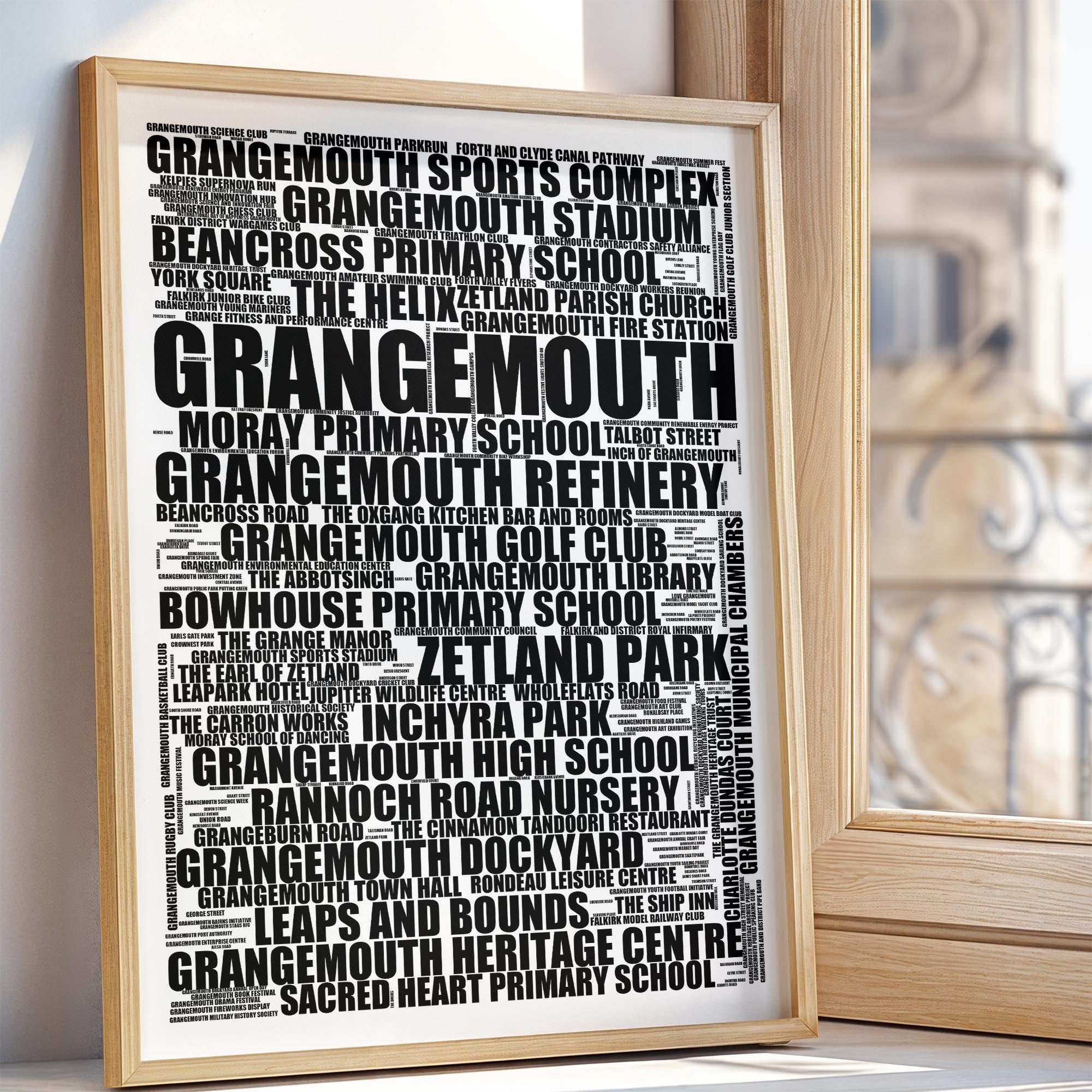 Grangemouth - Premium Typographic Word Cloud Prints, Posters & Gifts