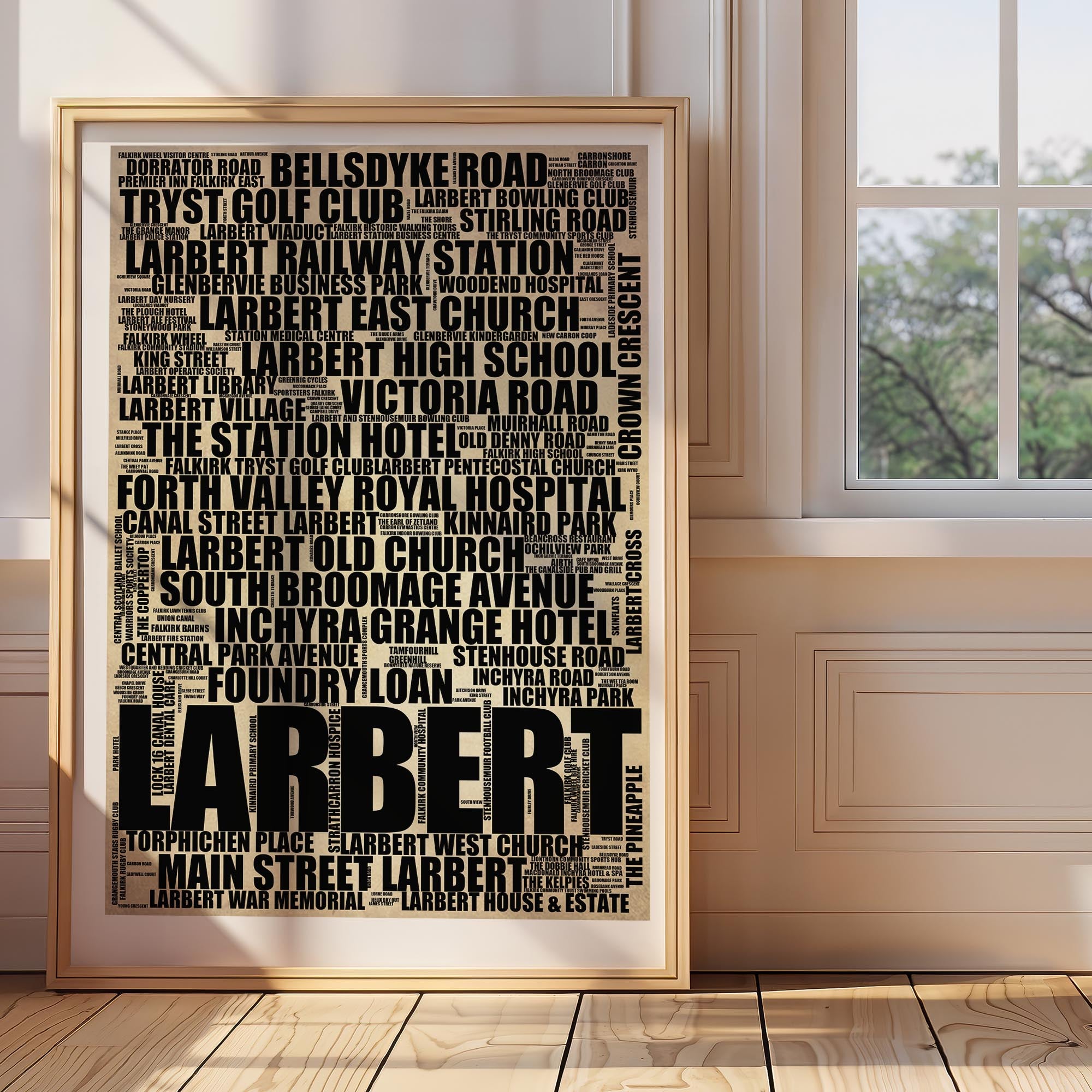 Larbert - Premium Typographic Word Cloud Prints, Posters & Gifts