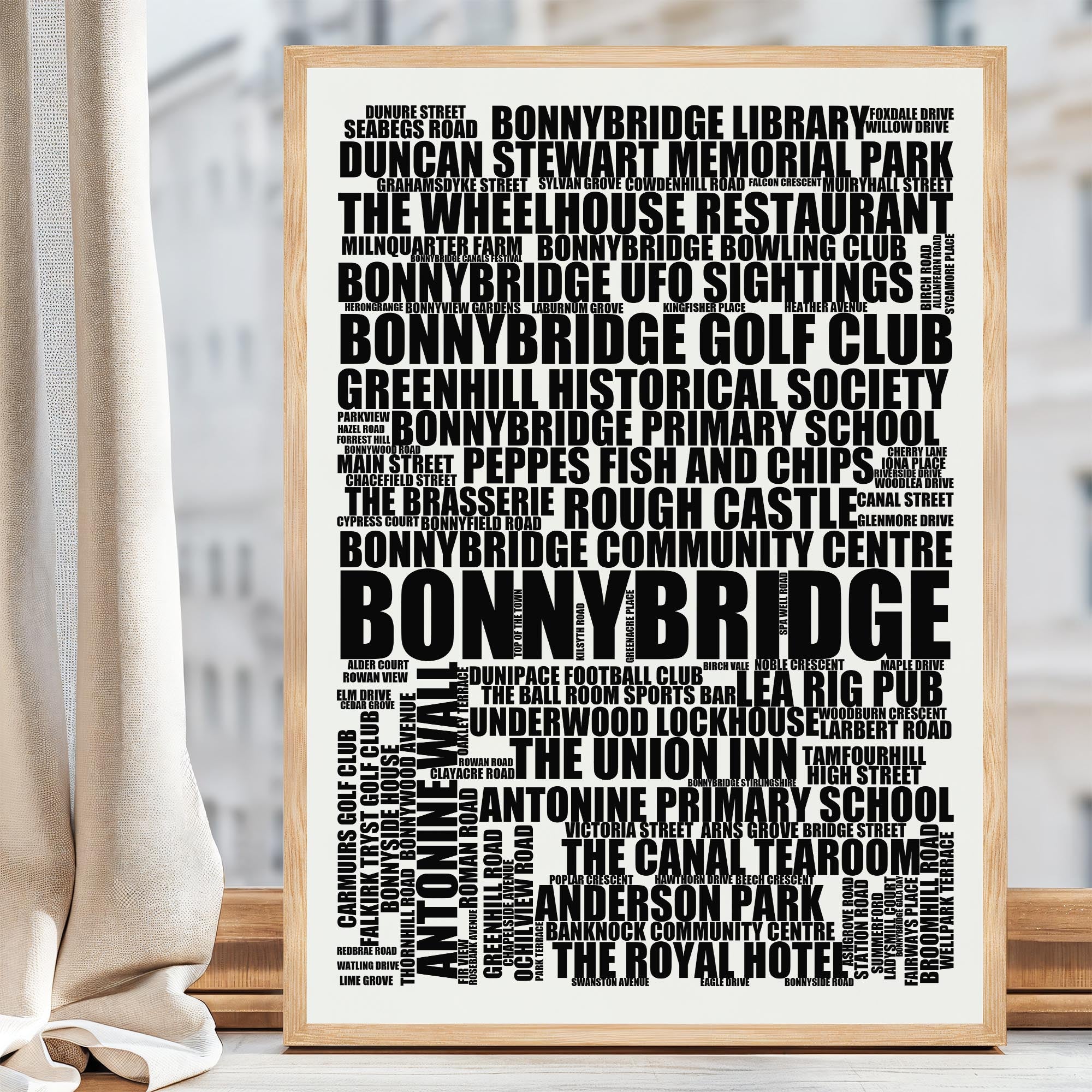 Bonnybridge - Premium Typographic Word Cloud Prints, Posters & Gifts