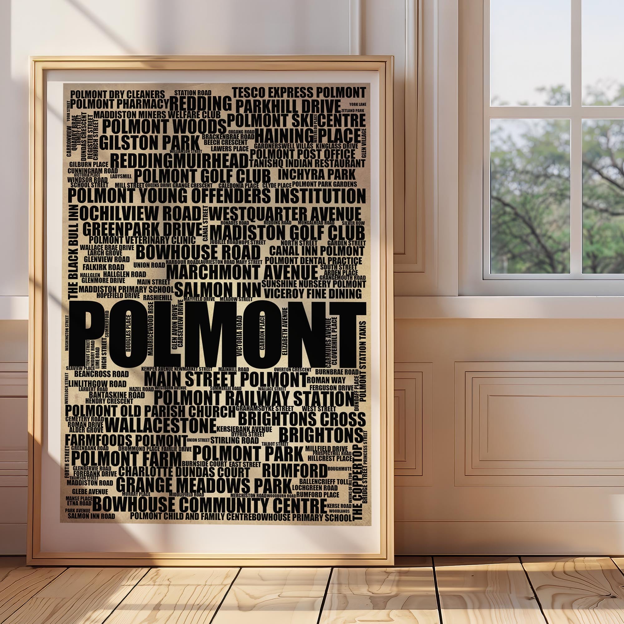 Polmont - Premium Typographic Word Cloud Prints, Posters & Gifts