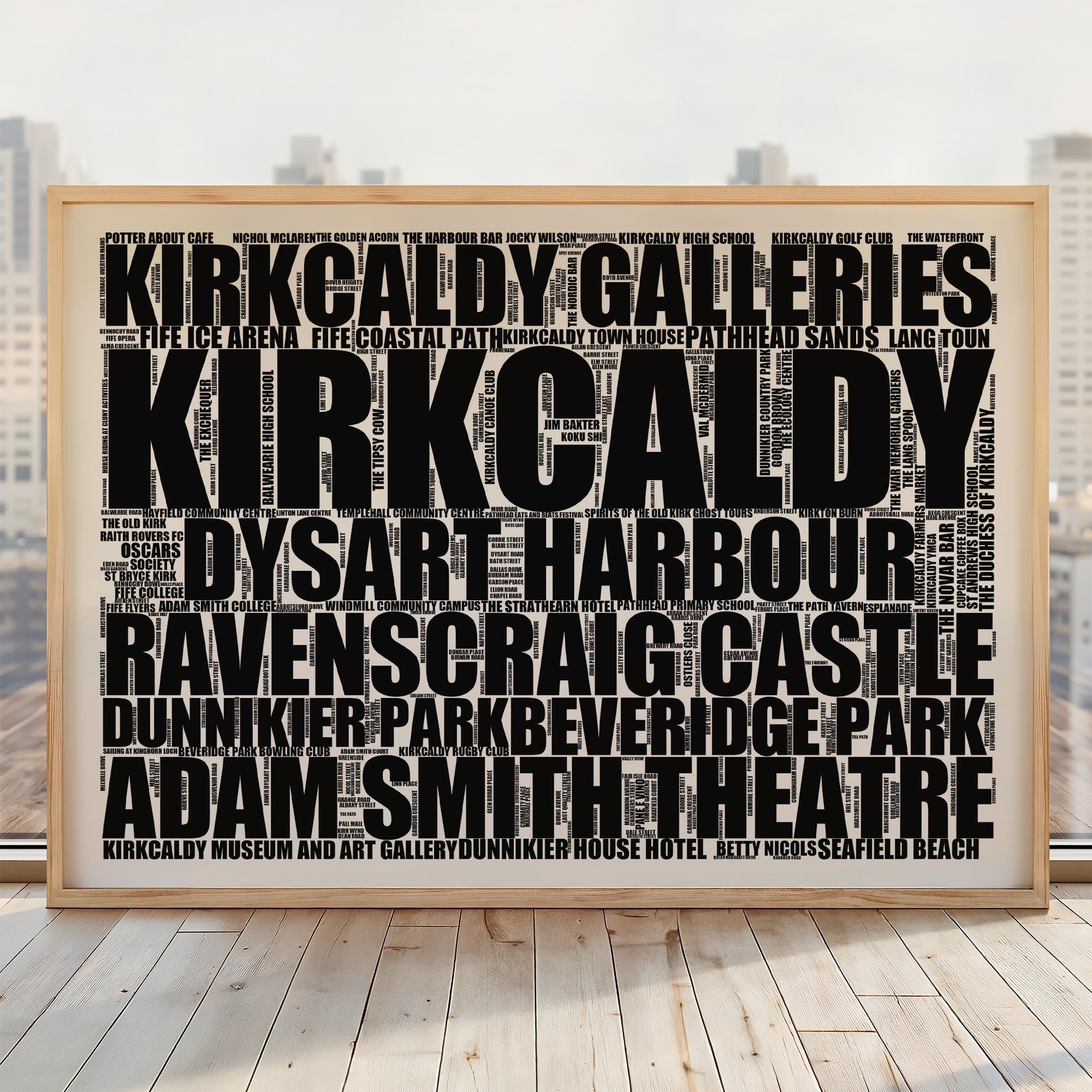 Kirkcaldy - Premium Typographic Word Cloud Prints, Posters & Gifts