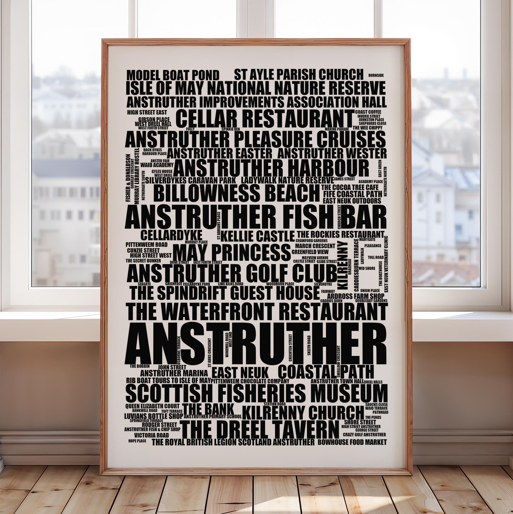 Anstruther - Premium Typographic Word Cloud Prints, Posters & Gifts