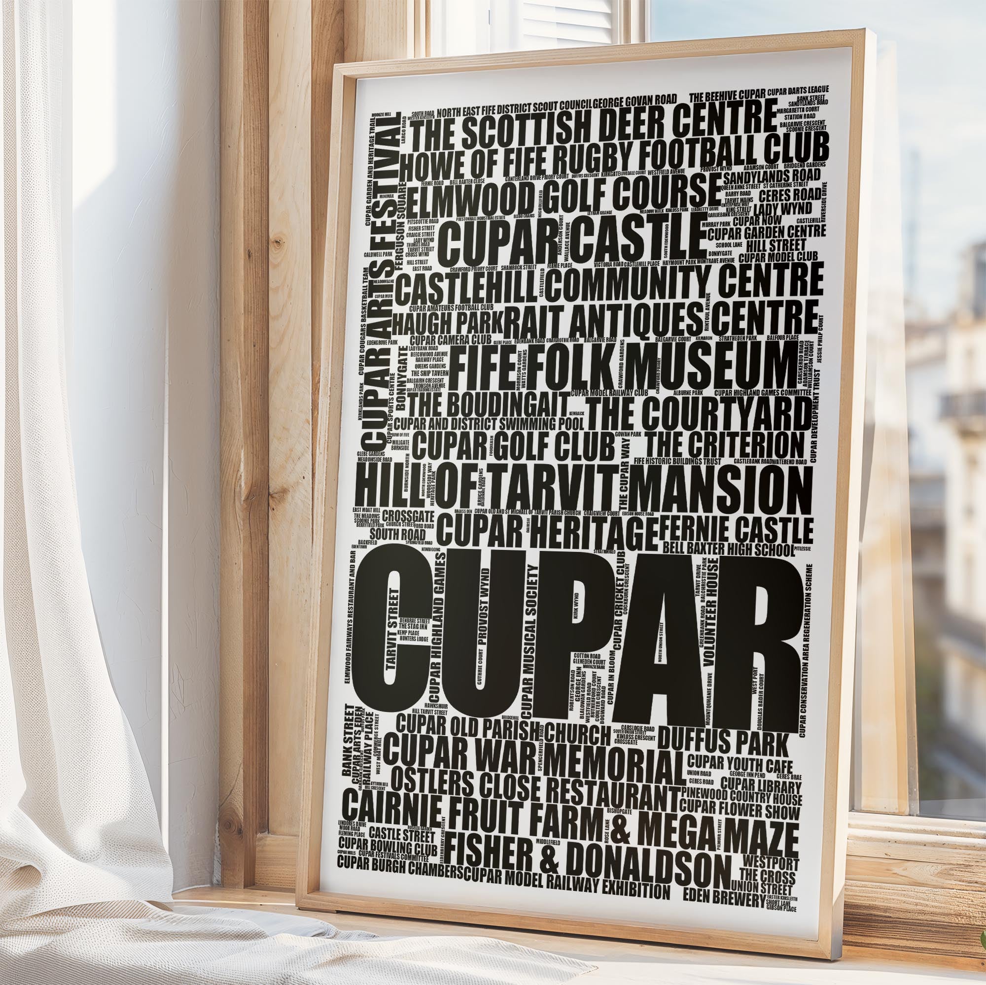 Cupar - Premium Typographic Word Cloud Prints, Posters & Gifts