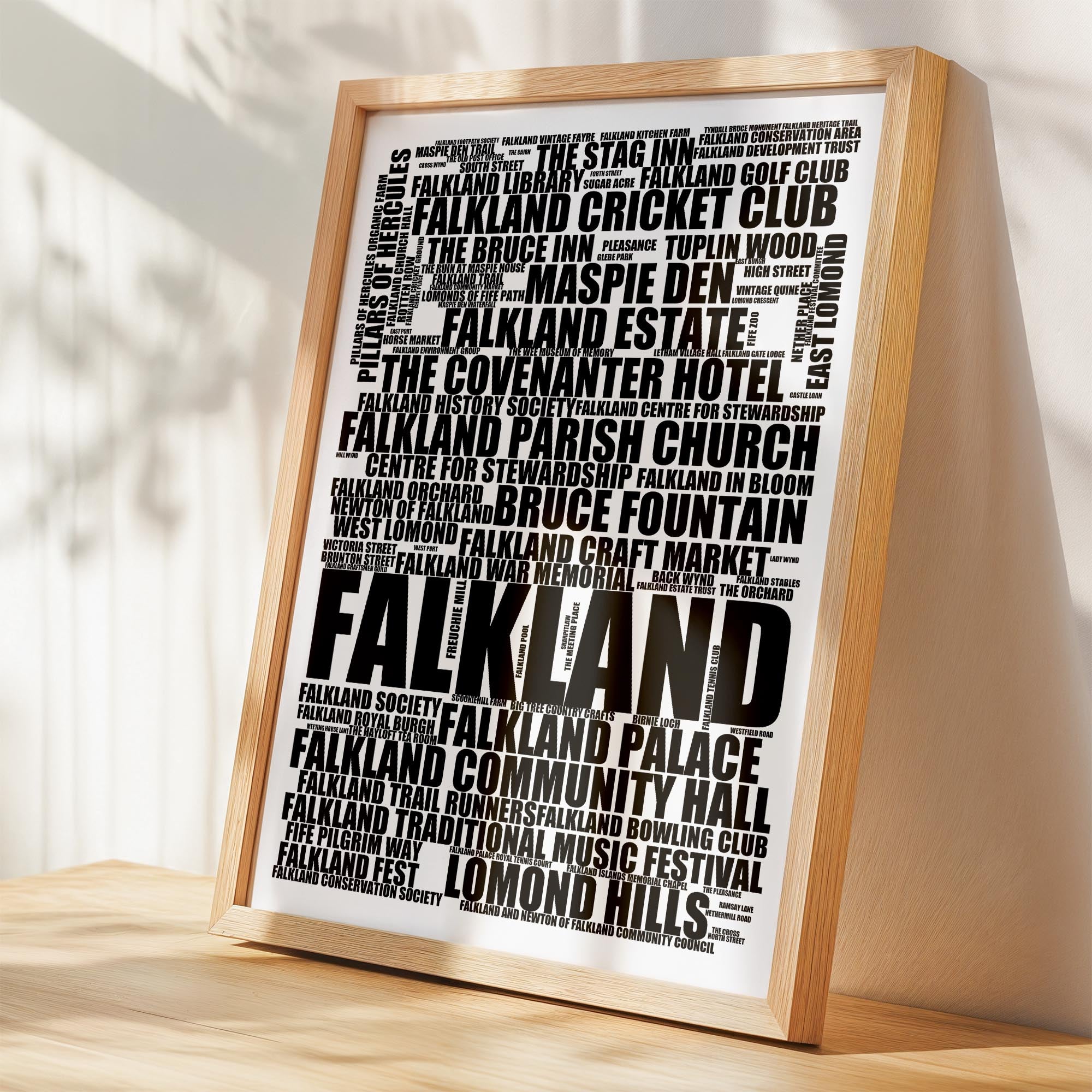 Falkland - Premium Typographic Word Cloud Prints, Posters & Gifts