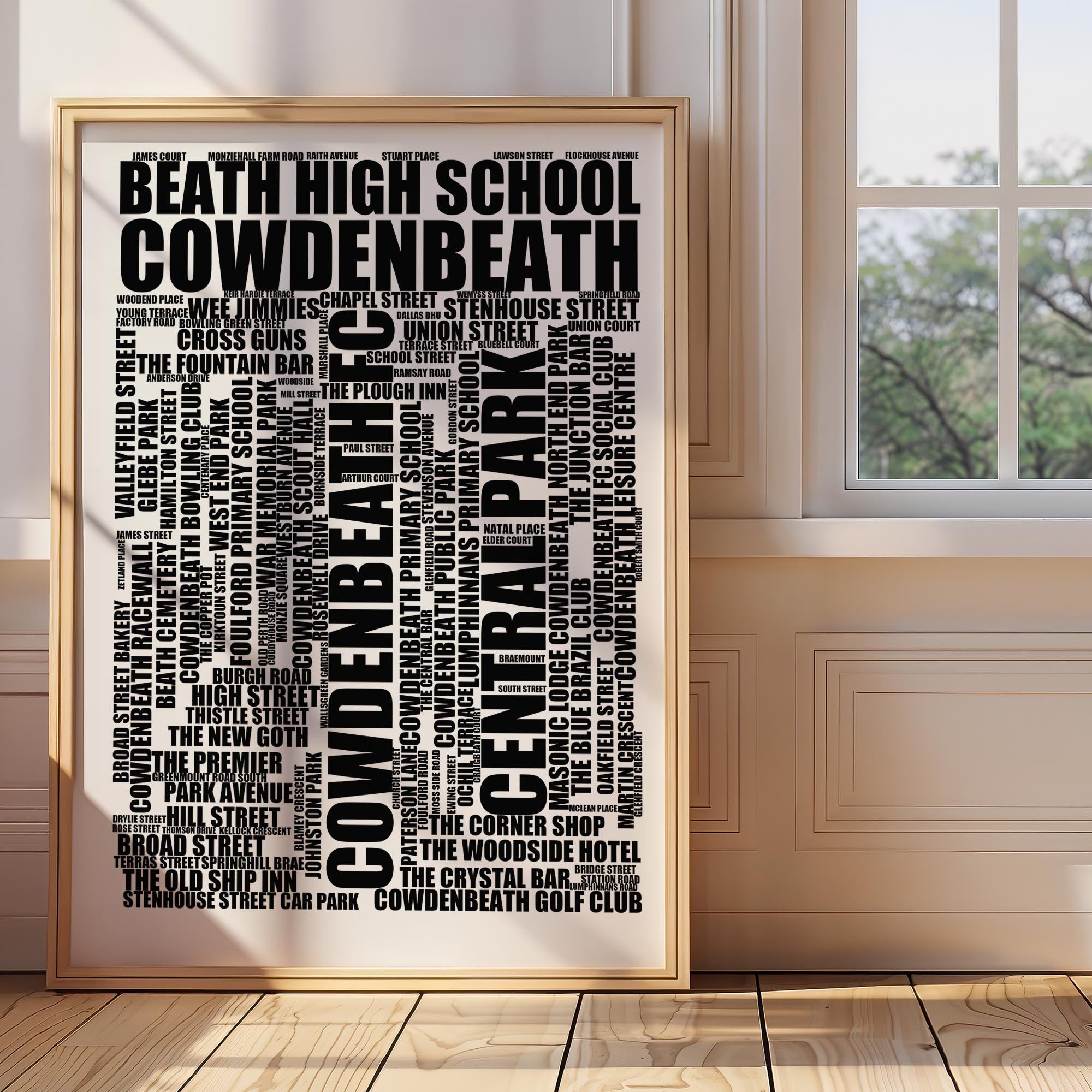 Cowdenbeath - Premium Typographic Word Cloud Prints, Posters & Gifts