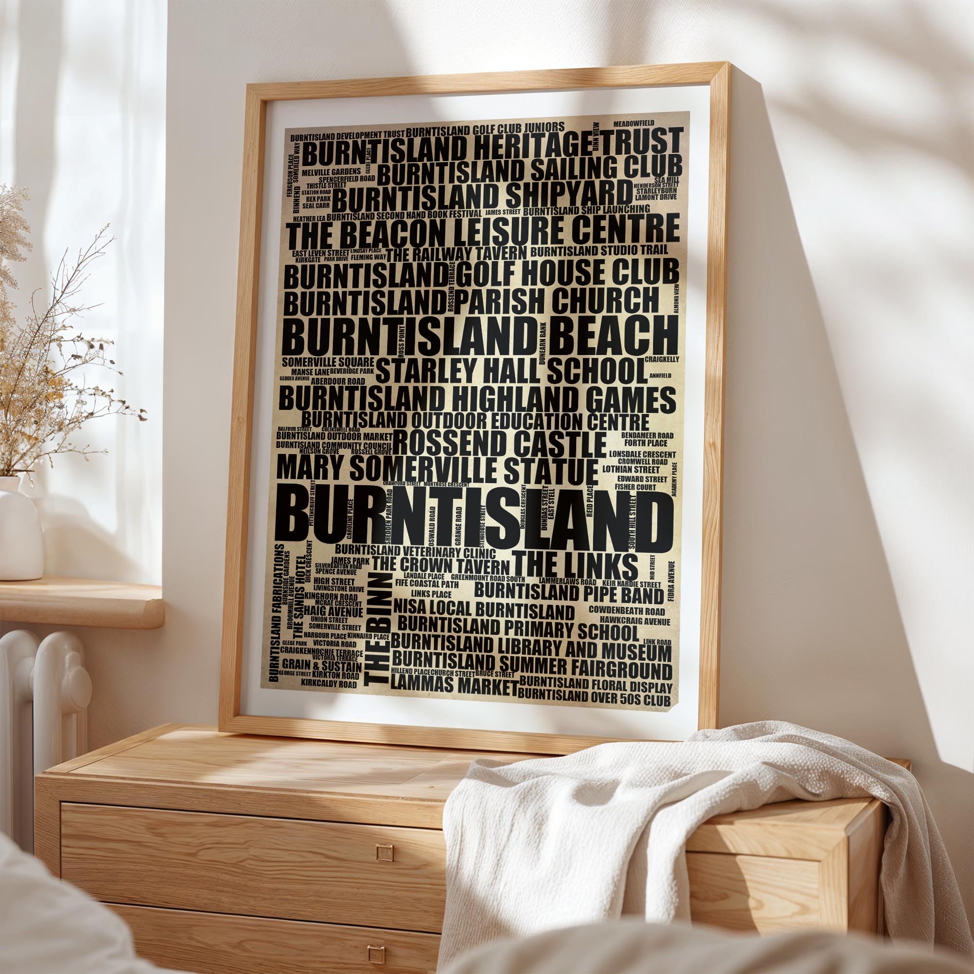 Burntisland - Premium Typographic Word Cloud Prints, Posters & Gifts