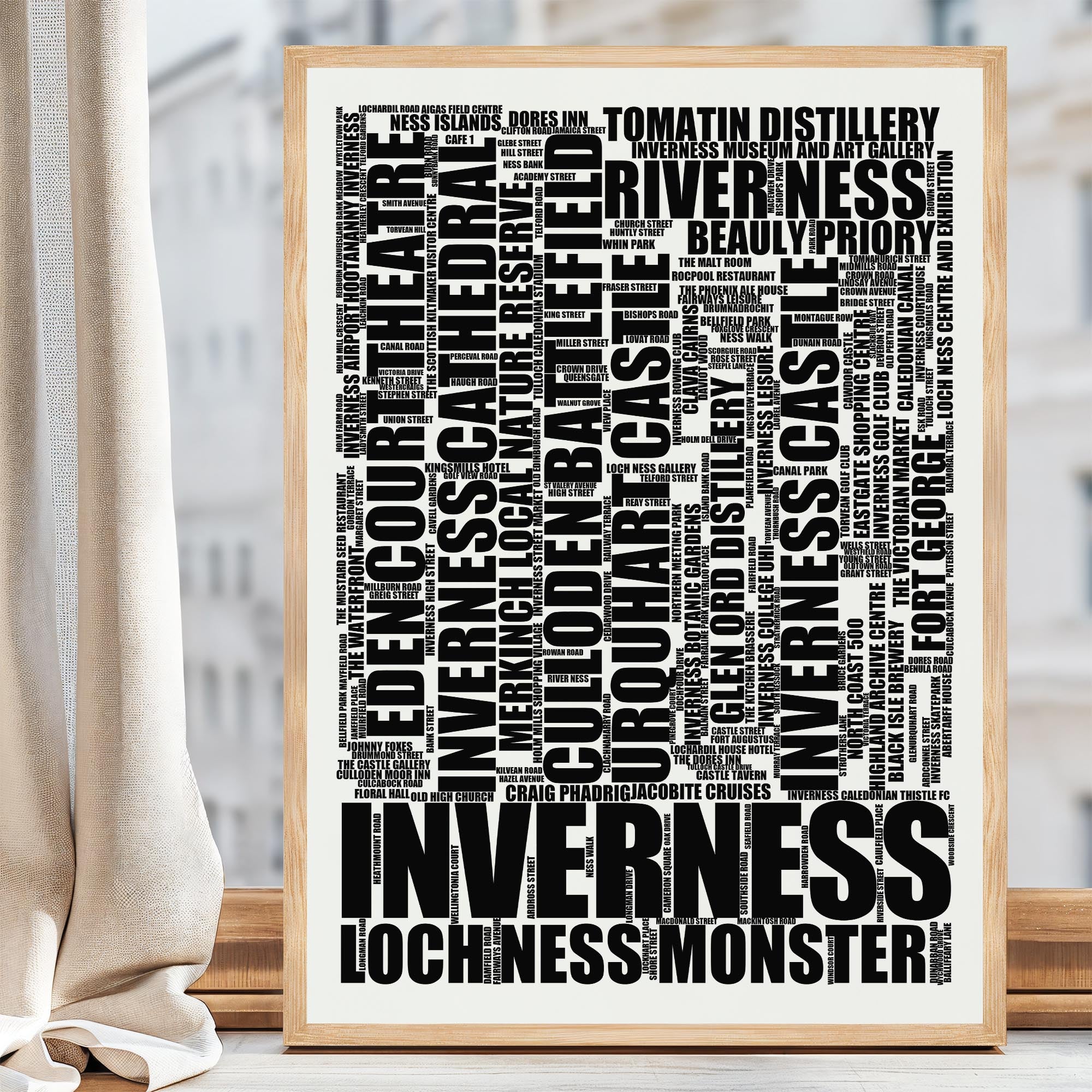 Inverness - Premium Typographic Word Cloud Prints, Posters & Gifts