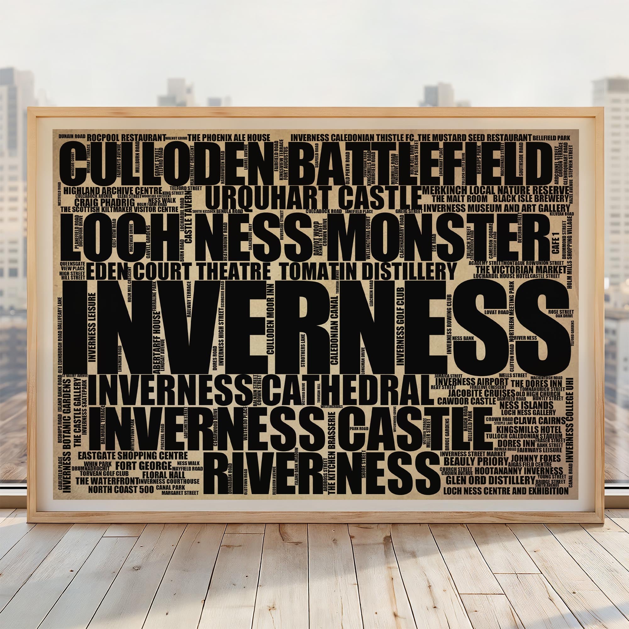 Inverness - Premium Typographic Word Cloud Prints, Posters & Gifts