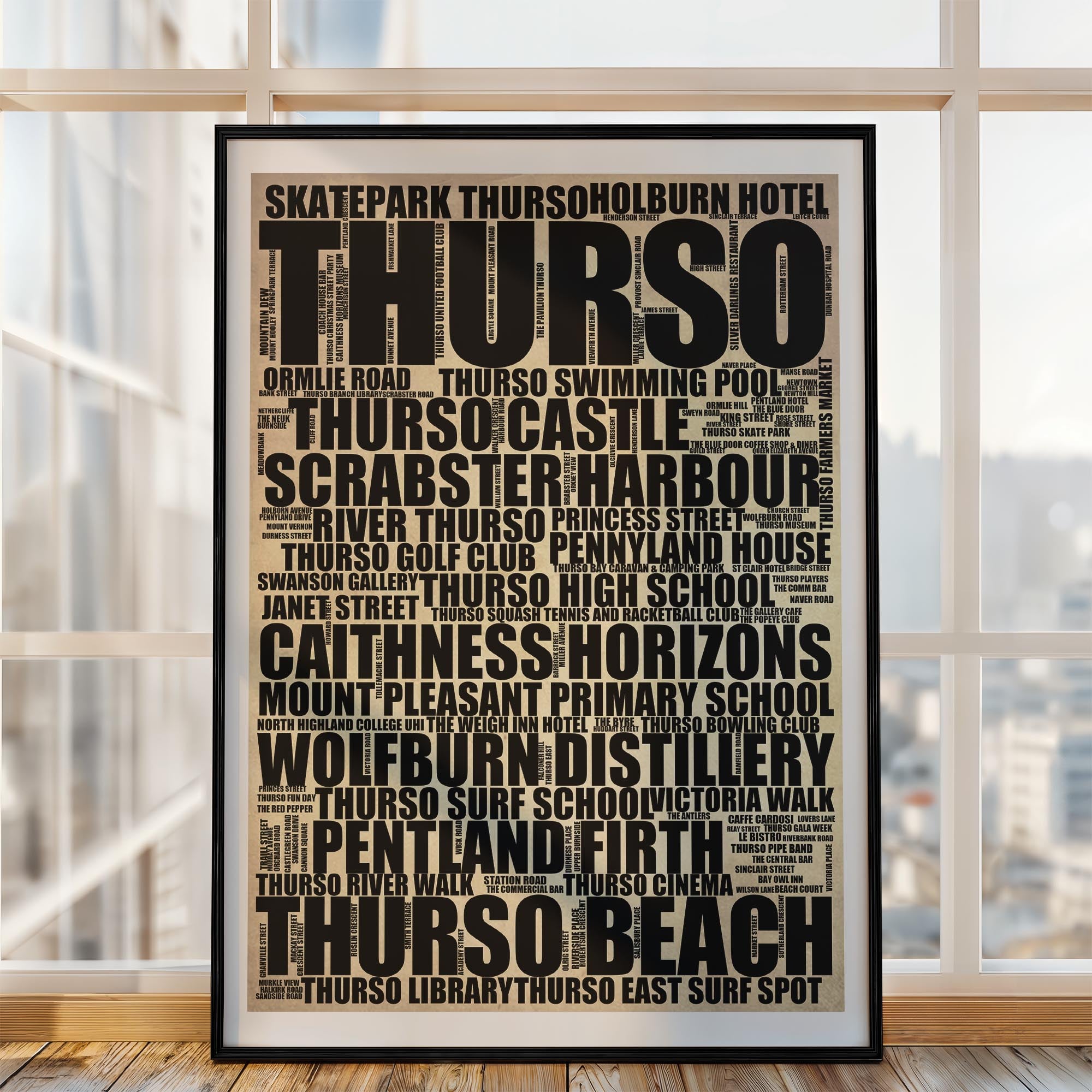 Thurso - Premium Typographic Word Cloud Prints, Posters & Gifts