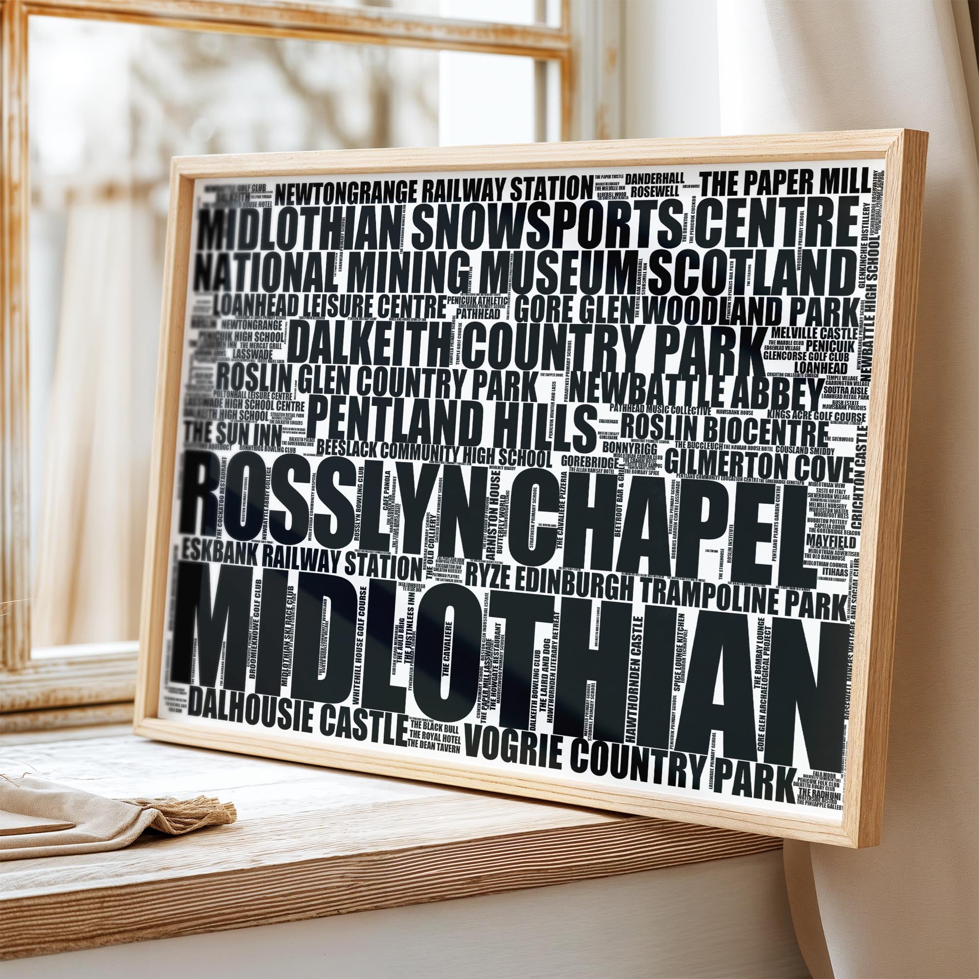 Midlothian - Premium Typographic Word Cloud Prints, Posters & Gifts