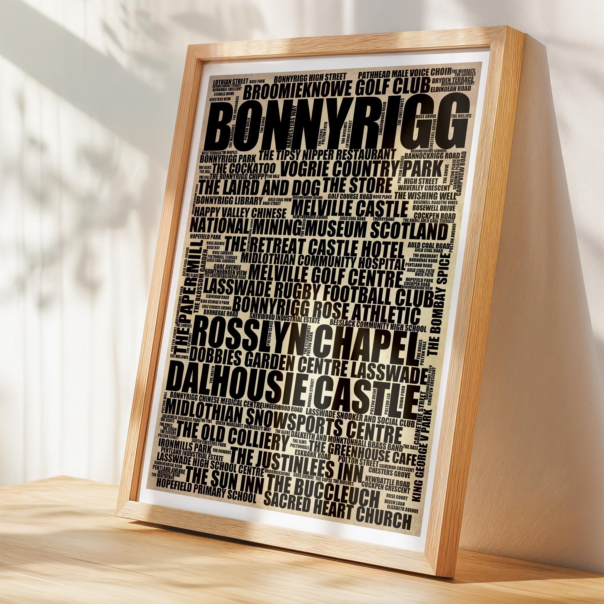 Bonnyrigg - Premium Typographic Word Cloud Prints, Posters & Gifts