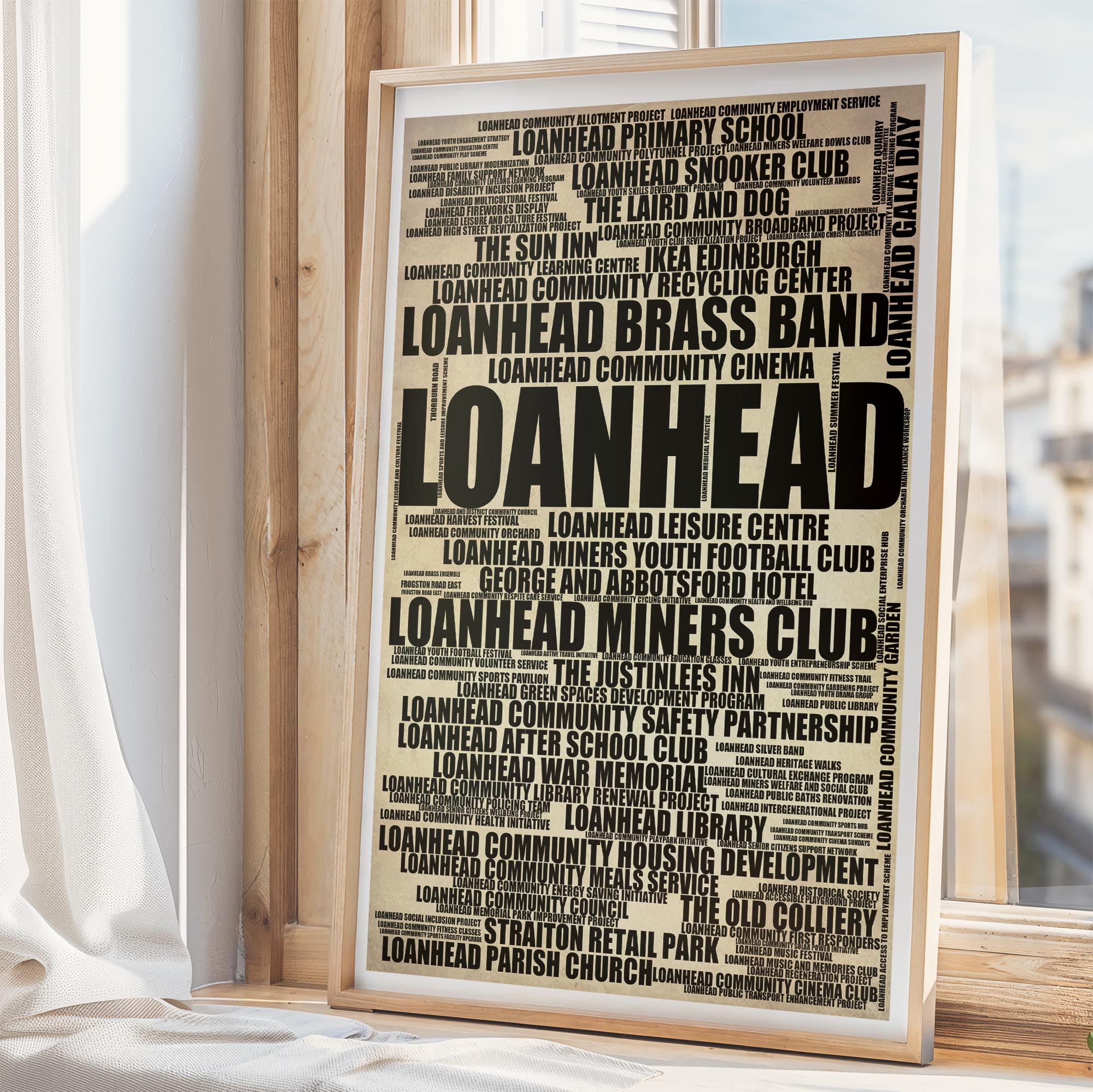 Loanhead - Premium Typographic Word Cloud Prints, Posters & Gifts