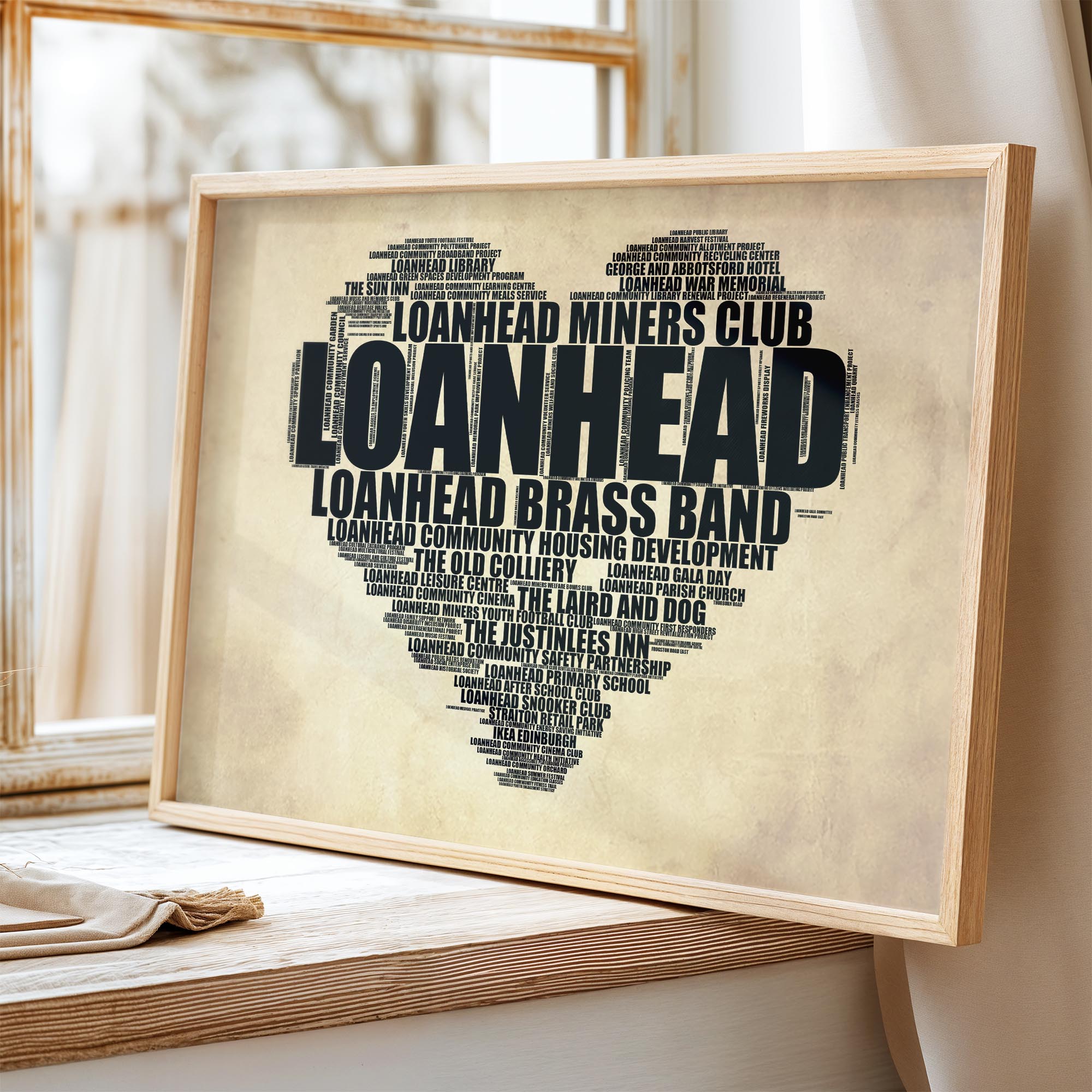 Loanhead - Premium Typographic Word Cloud Prints, Posters & Gifts