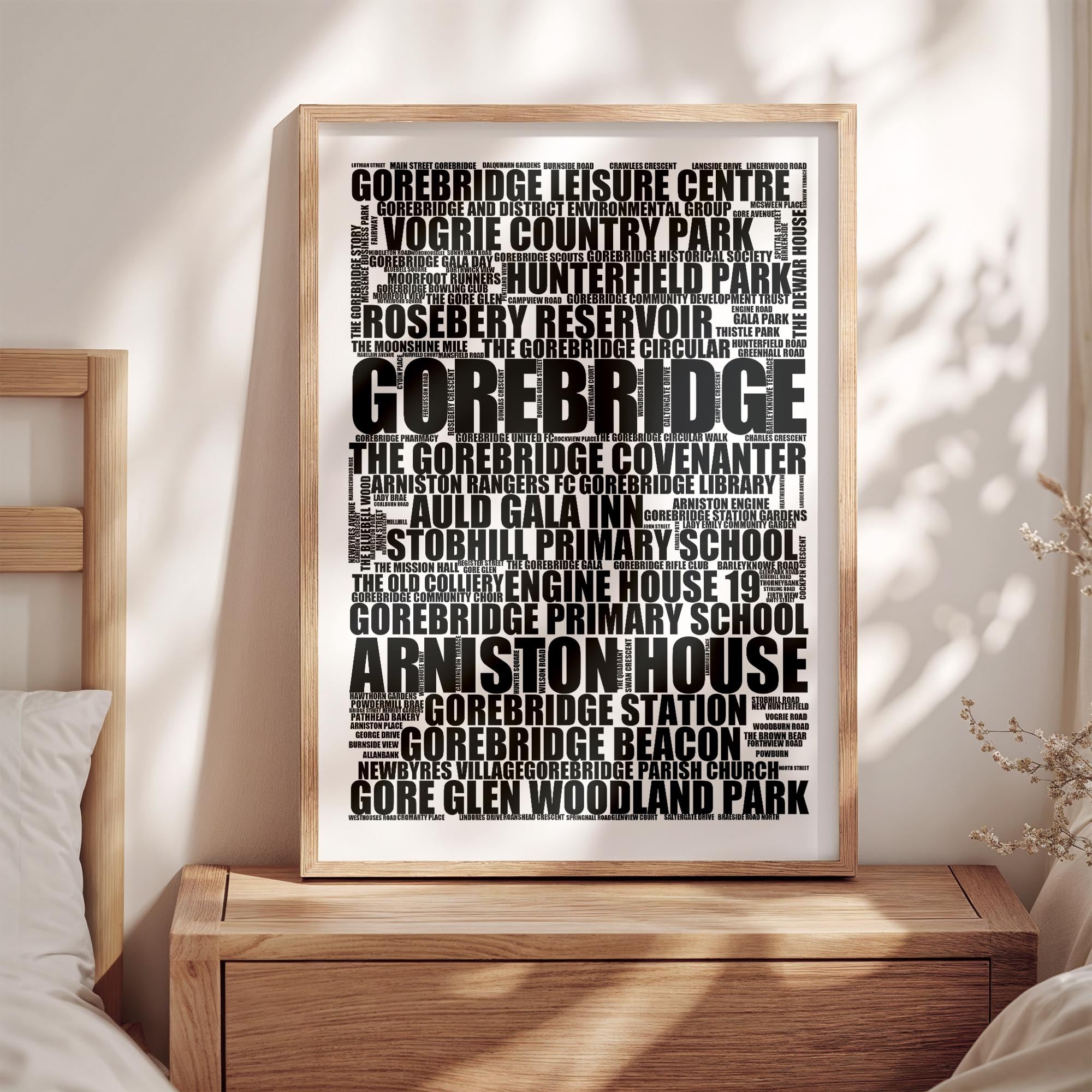 Gorebridge - Premium Typographic Word Cloud Prints, Posters & Gifts