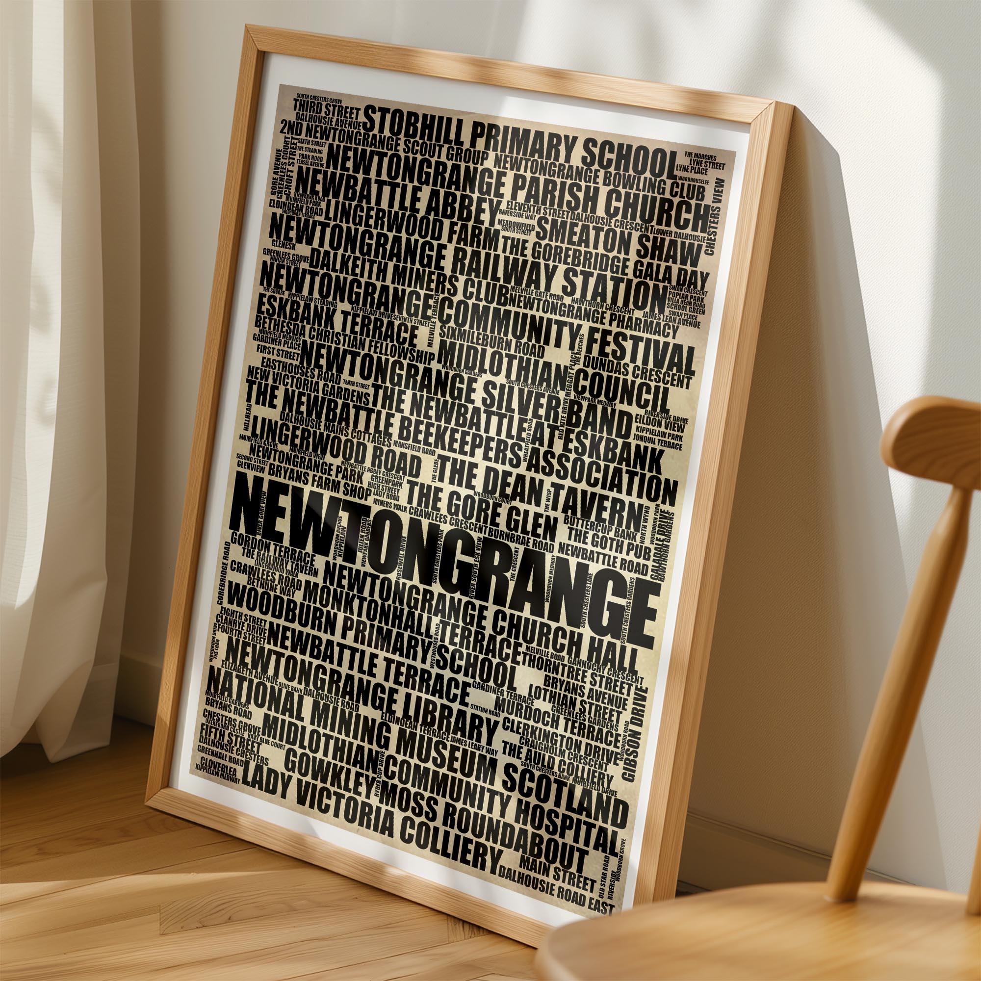 Newtongrange - Premium Typographic Word Cloud Prints, Posters & Gifts