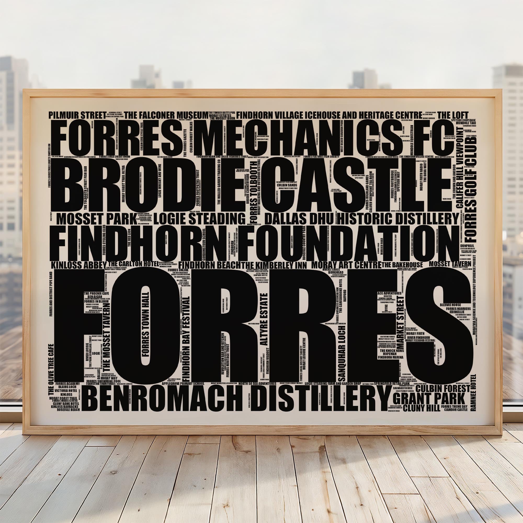 Forres - Premium Typographic Word Cloud Prints, Posters & Gifts