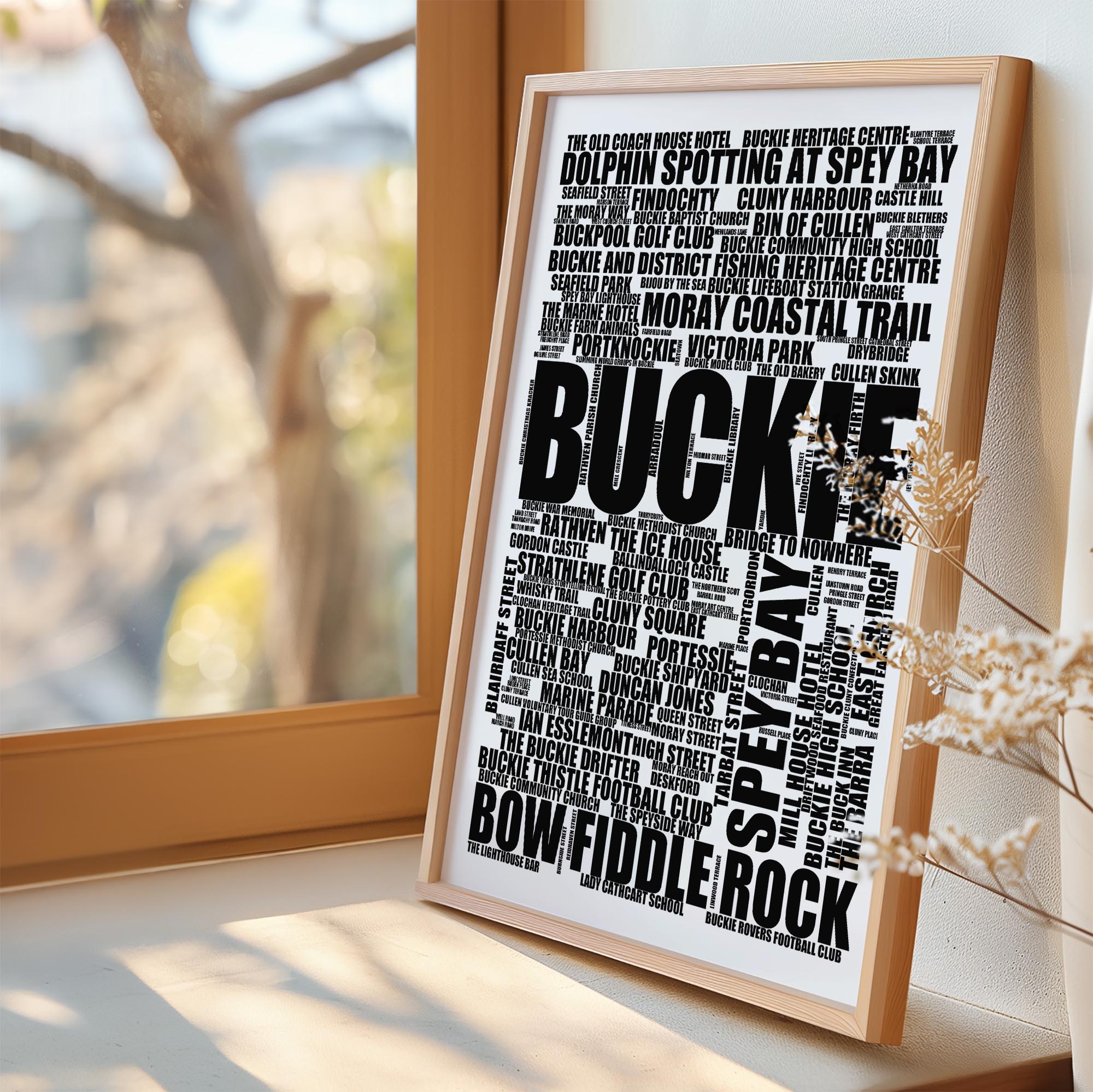 Buckie - Premium Typographic Word Cloud Prints, Posters & Gifts