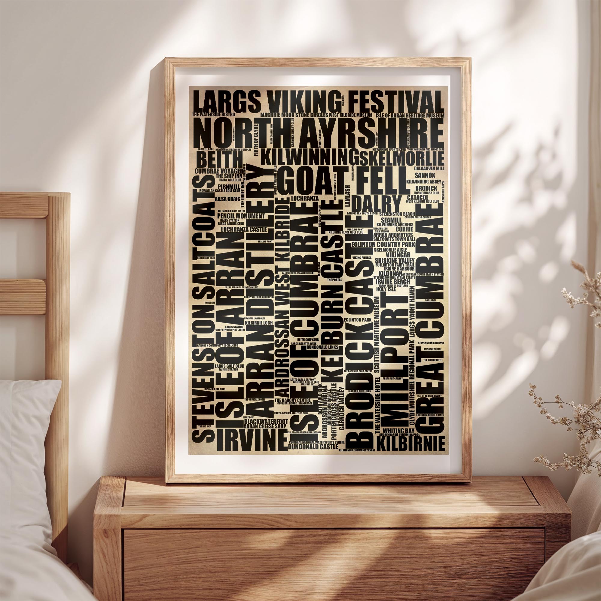 North Ayrshire - Premium Typographic Word Cloud Prints, Posters & Gifts