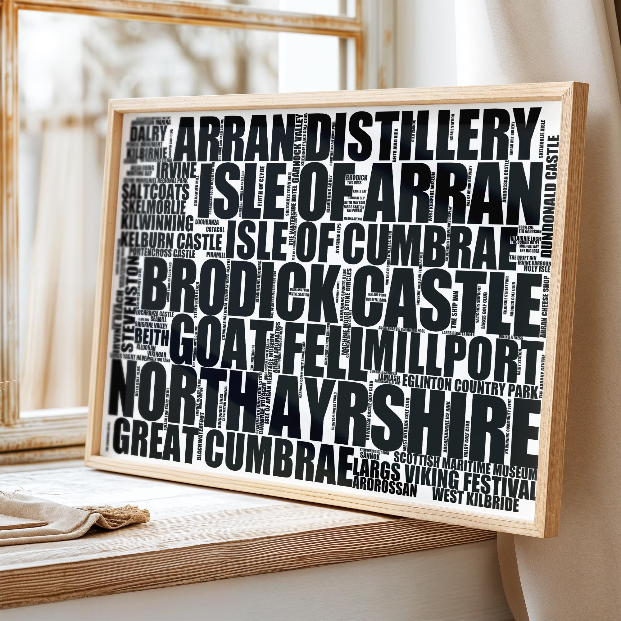 North Ayrshire - Premium Typographic Word Cloud Prints, Posters & Gifts