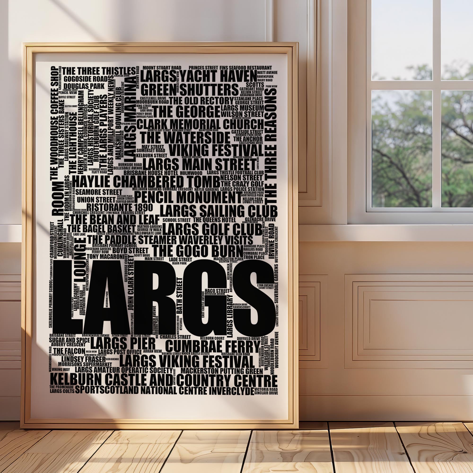 Largs - Premium Typographic Word Cloud Prints, Posters & Gifts