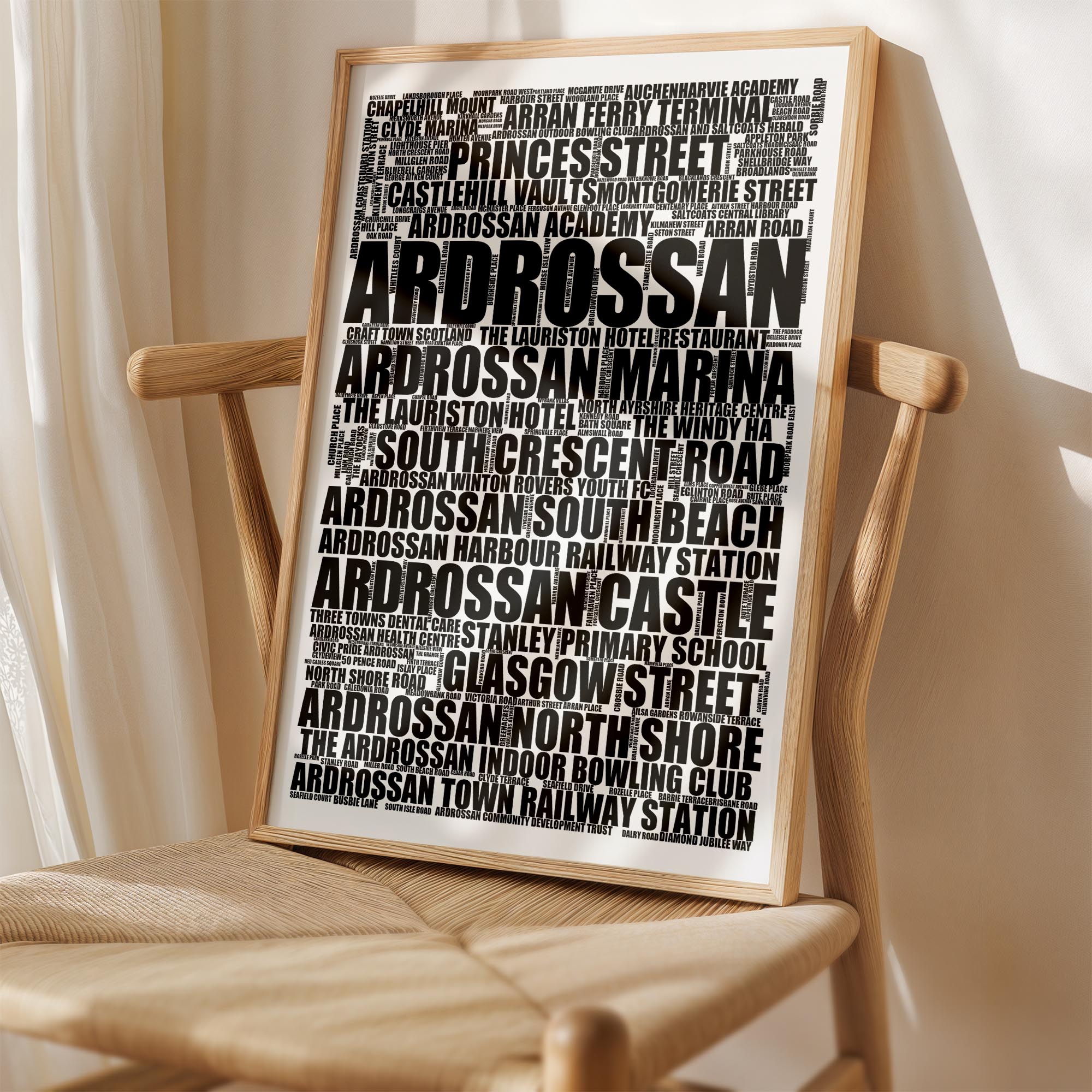 Ardrossan - Premium Typographic Word Cloud Prints, Posters & Gifts