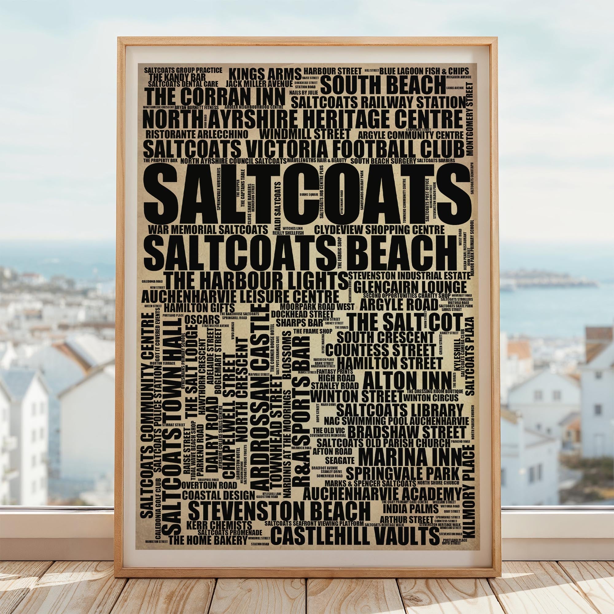 Saltcoats - Premium Typographic Word Cloud Prints, Posters & Gifts