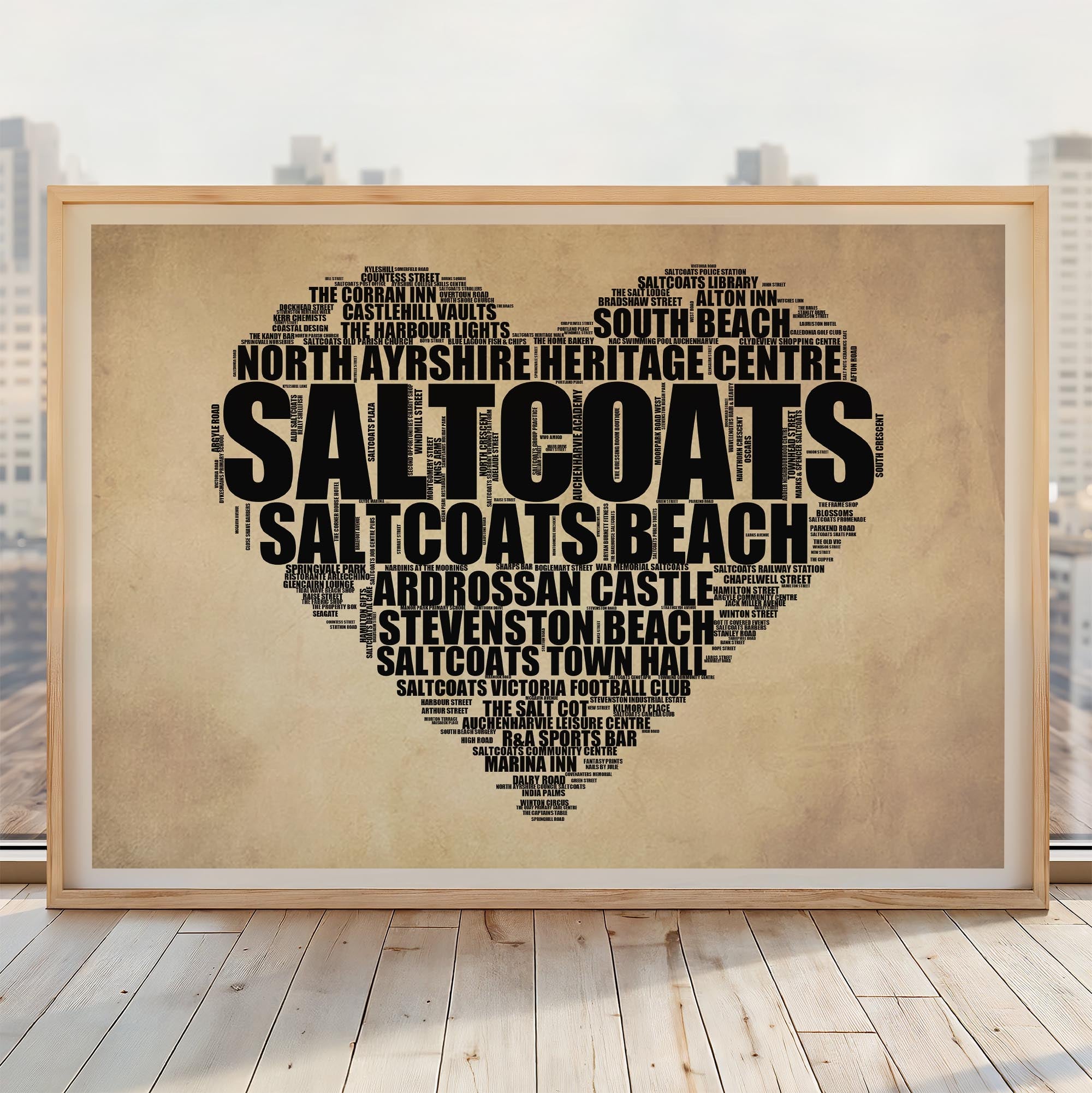 Saltcoats - Premium Typographic Word Cloud Prints, Posters & Gifts