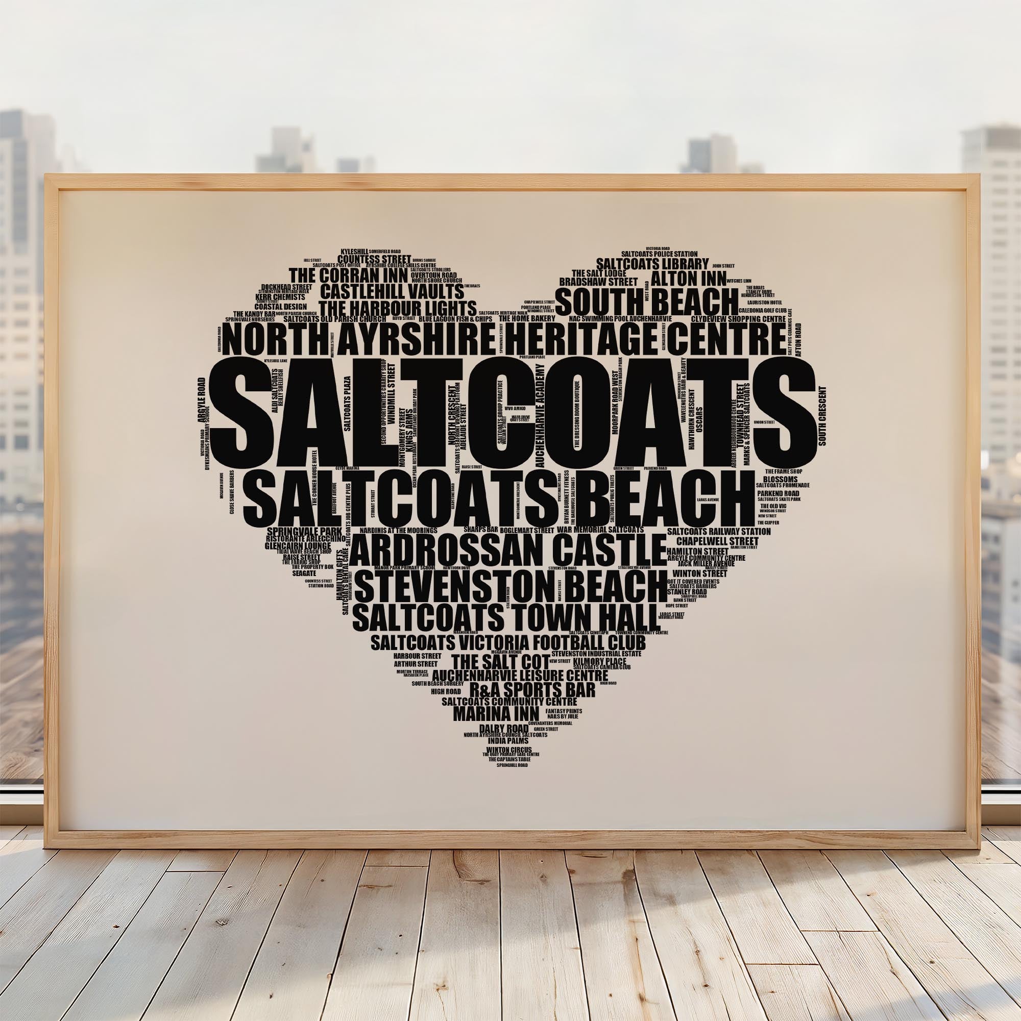 Saltcoats - Premium Typographic Word Cloud Prints, Posters & Gifts