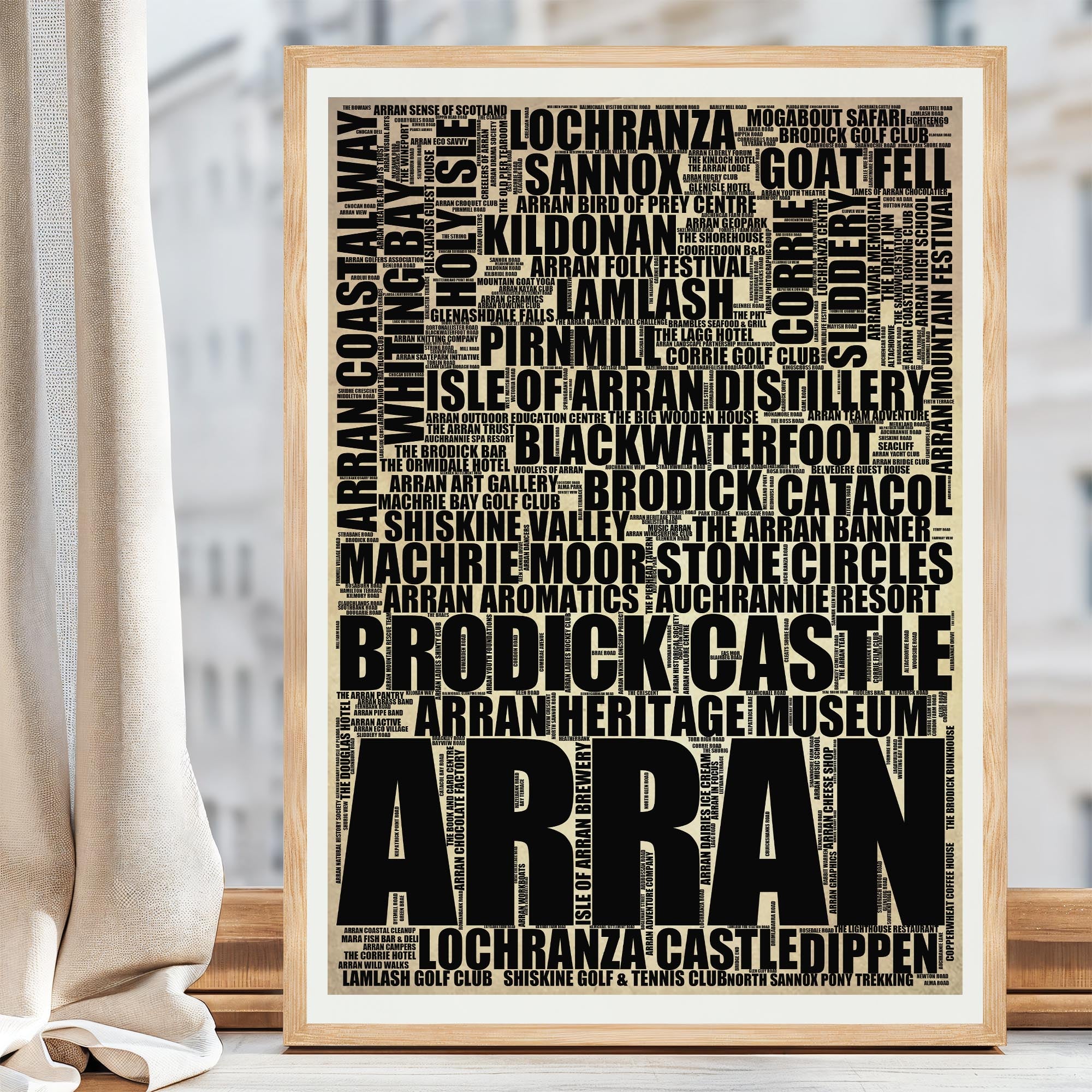 Arran - Premium Typographic Word Cloud Prints, Posters & Gifts