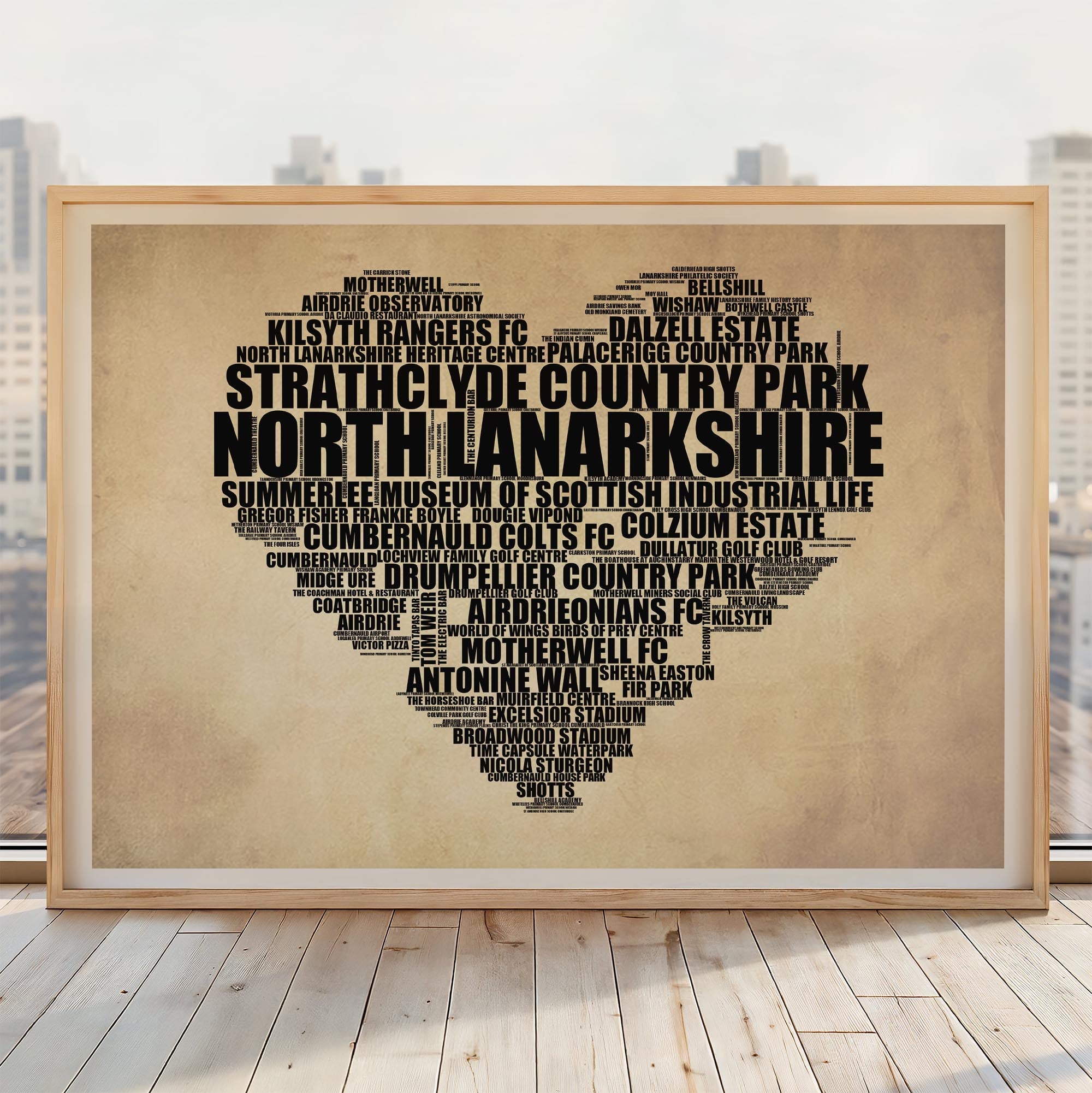 North Lanarkshire - Premium Typographic Word Cloud Prints, Posters & Gifts