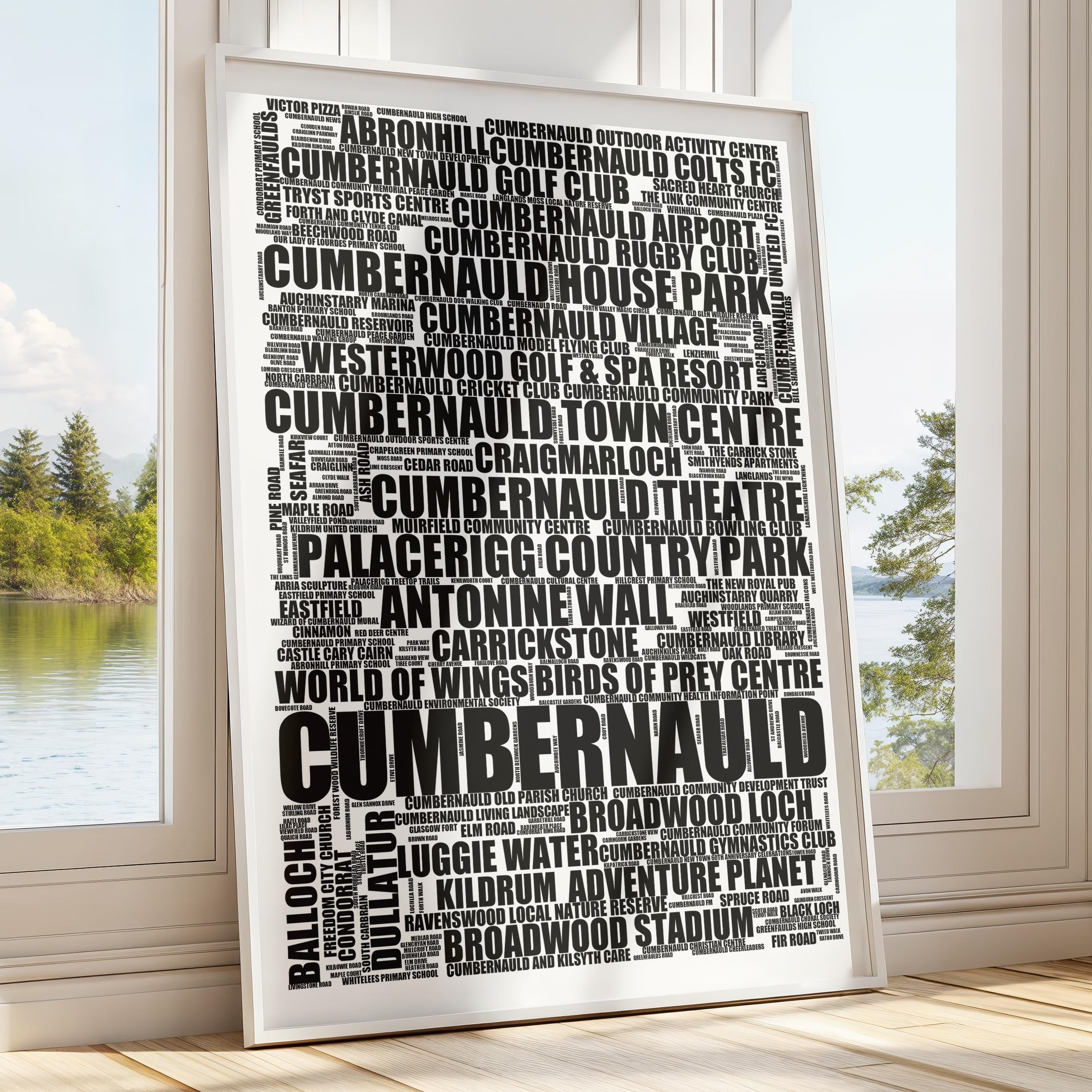 Cumbernauld - Premium Typographic Word Cloud Prints, Posters & Gifts