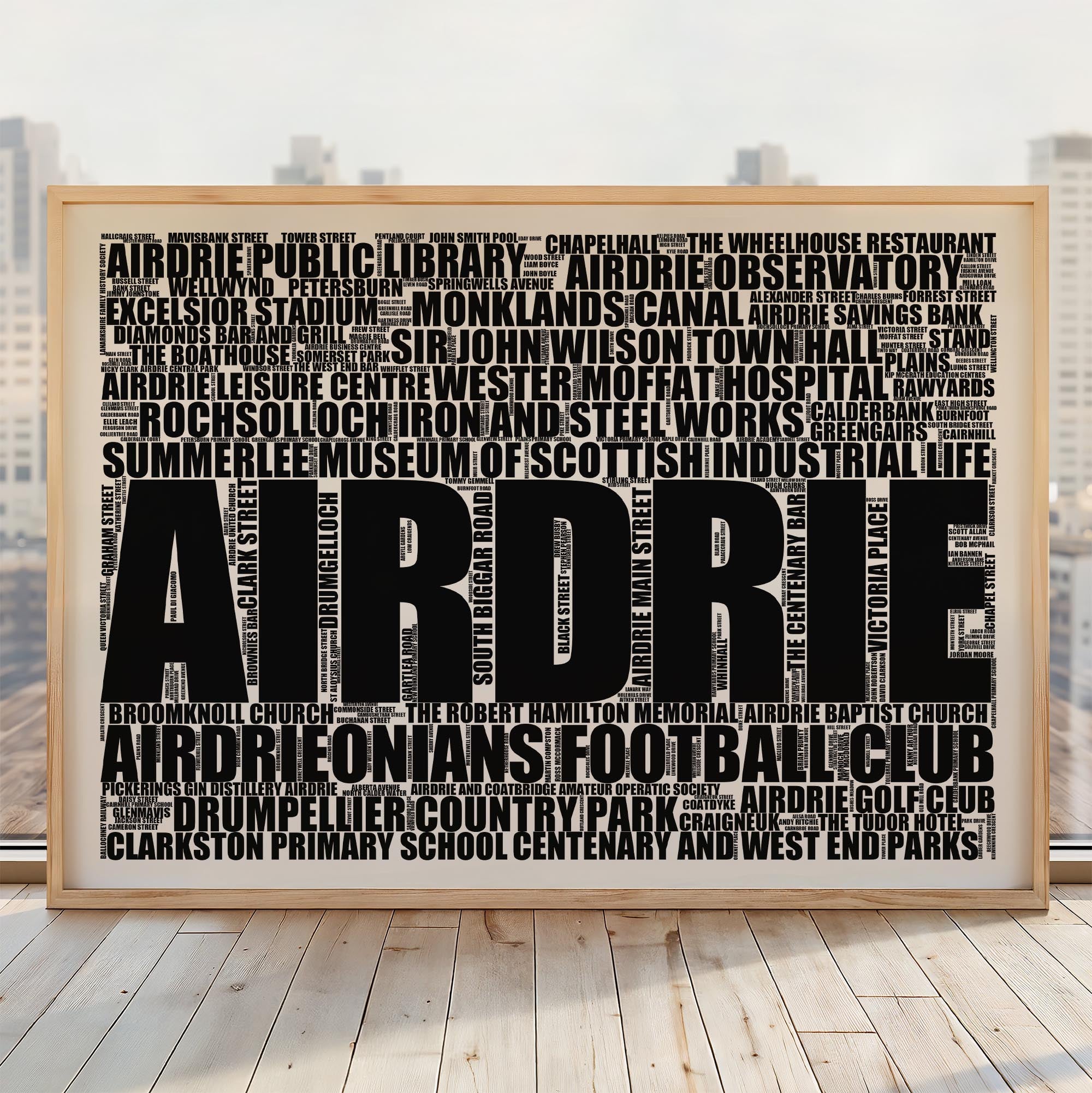 Airdrie - Premium Typographic Word Cloud Prints, Posters & Gifts