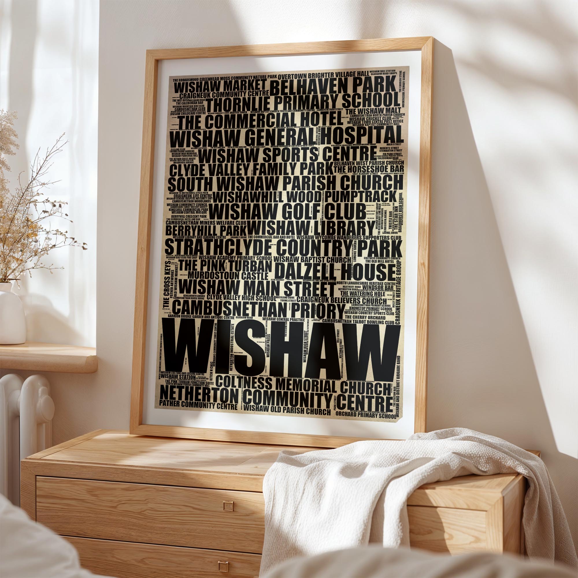 Wishaw - Premium Typographic Word Cloud Prints, Posters & Gifts