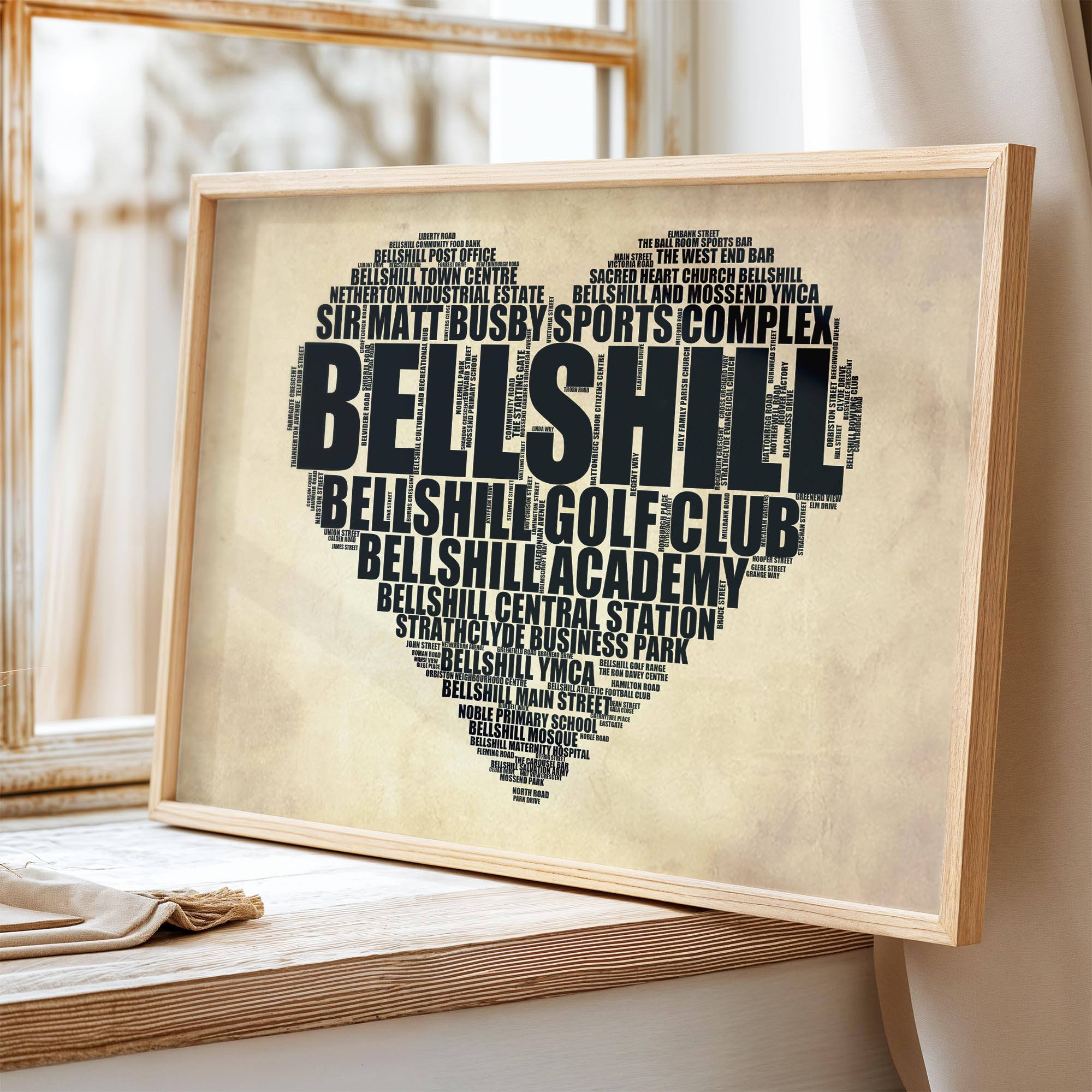 Bellshill - Premium Typographic Word Cloud Prints, Posters & Gifts