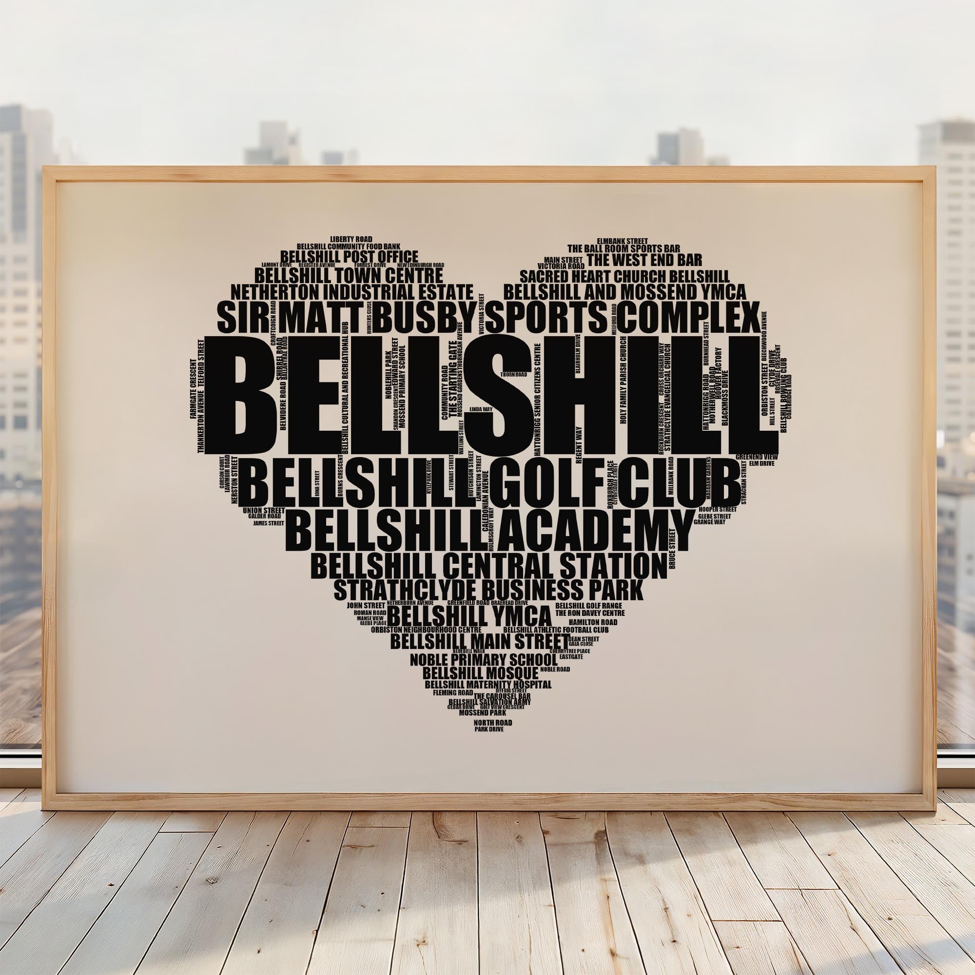 Bellshill - Premium Typographic Word Cloud Prints, Posters & Gifts