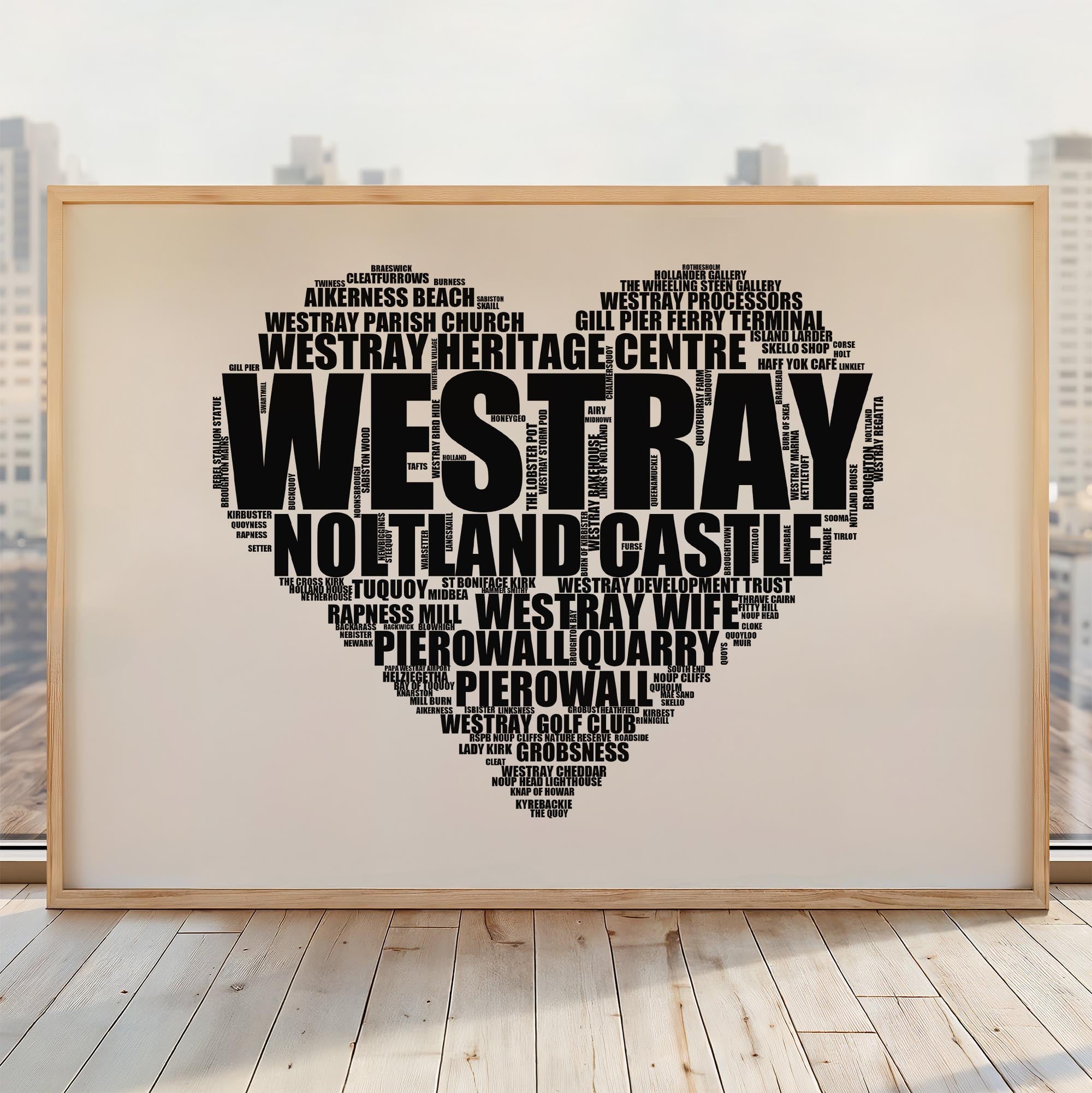Westray - Premium Typographic Word Cloud Prints, Posters & Gifts